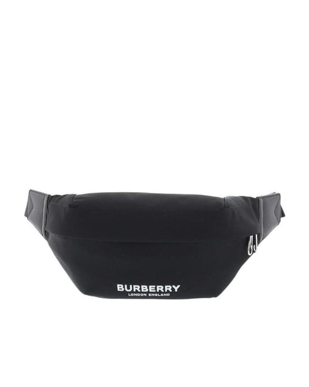 Burberry Black Logo Printed Zipped Belt Bag for men