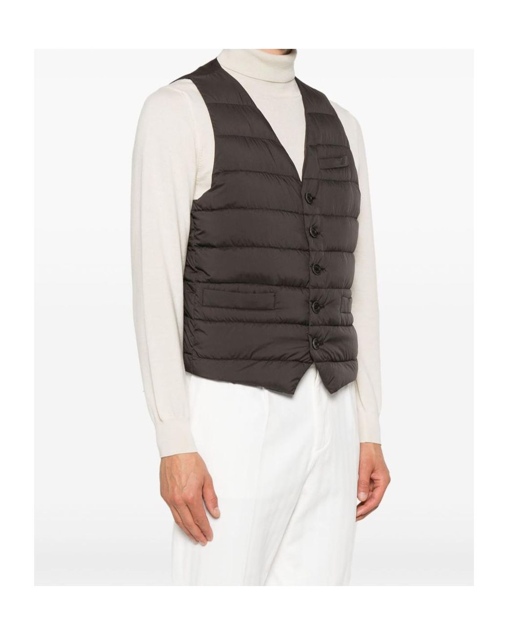 Herno Gray Single-Breasted Down Vest for men