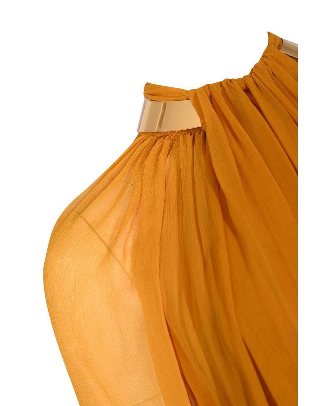 Elisabetta Franchi Orange Pleated Maxi Dress