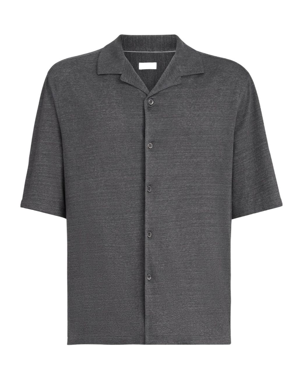 Brunello Cucinelli Gray Camp Collar Short Sleeve Shirt for men