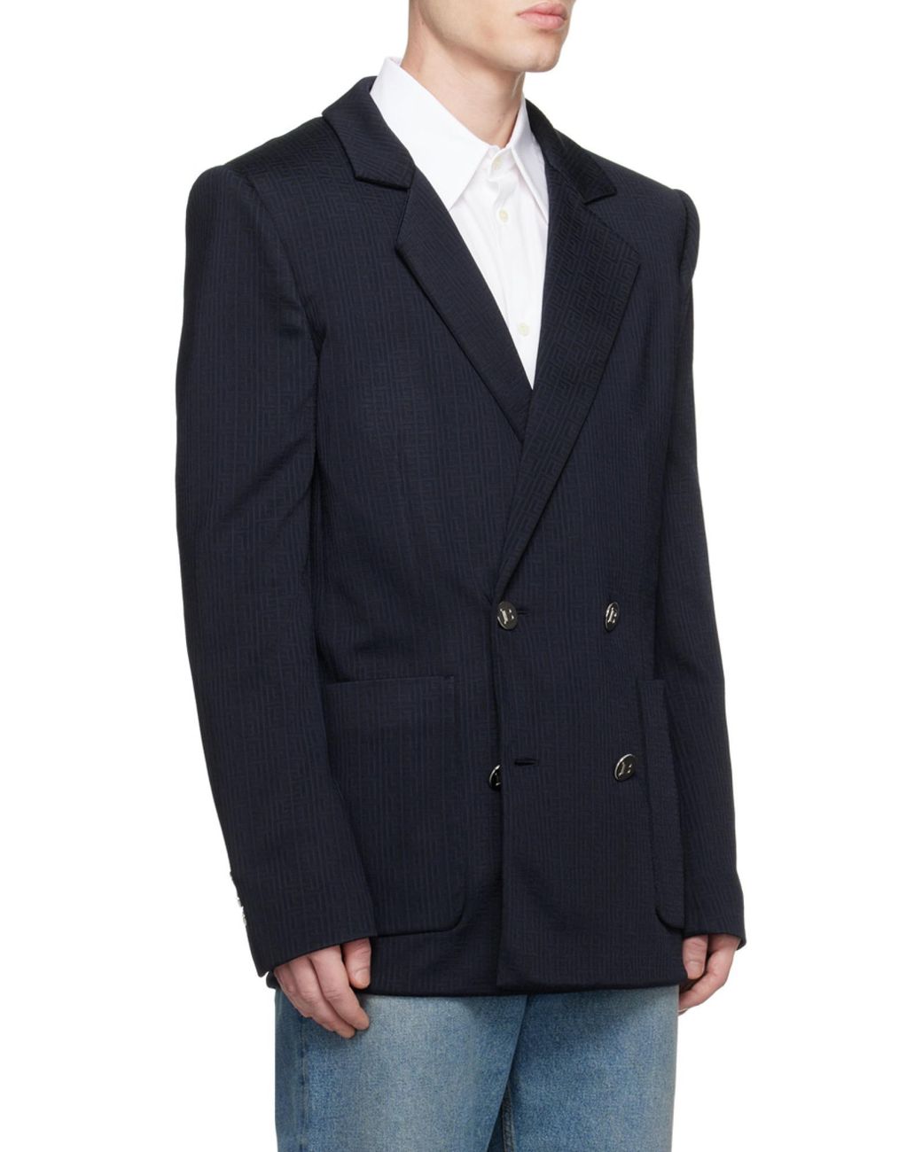 Balmain Blue Casual Mini Monogram Blazer for men