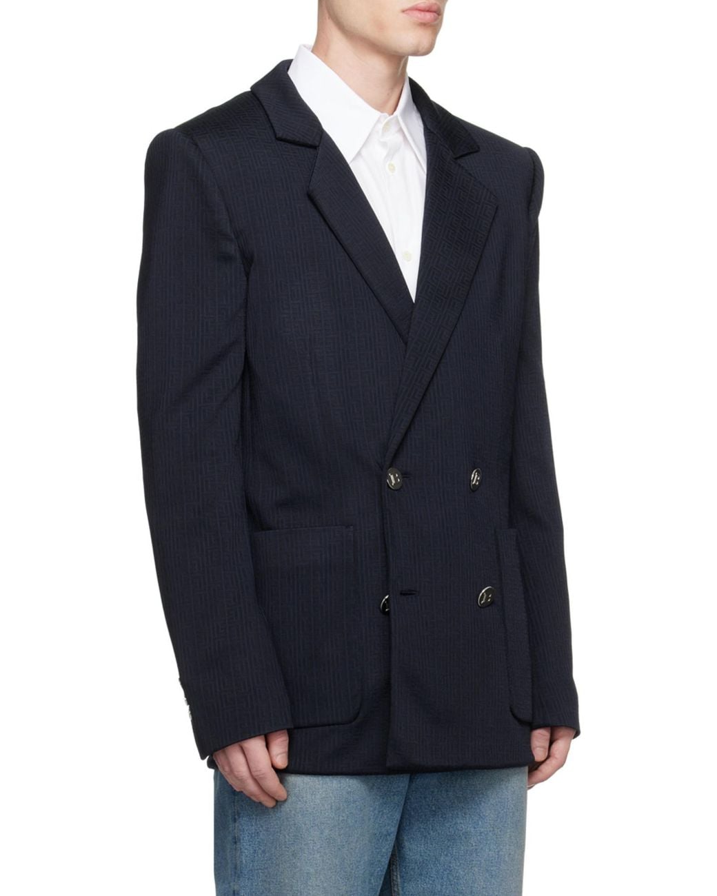 Balmain Blue Casual Mini Monogram Blazer for men