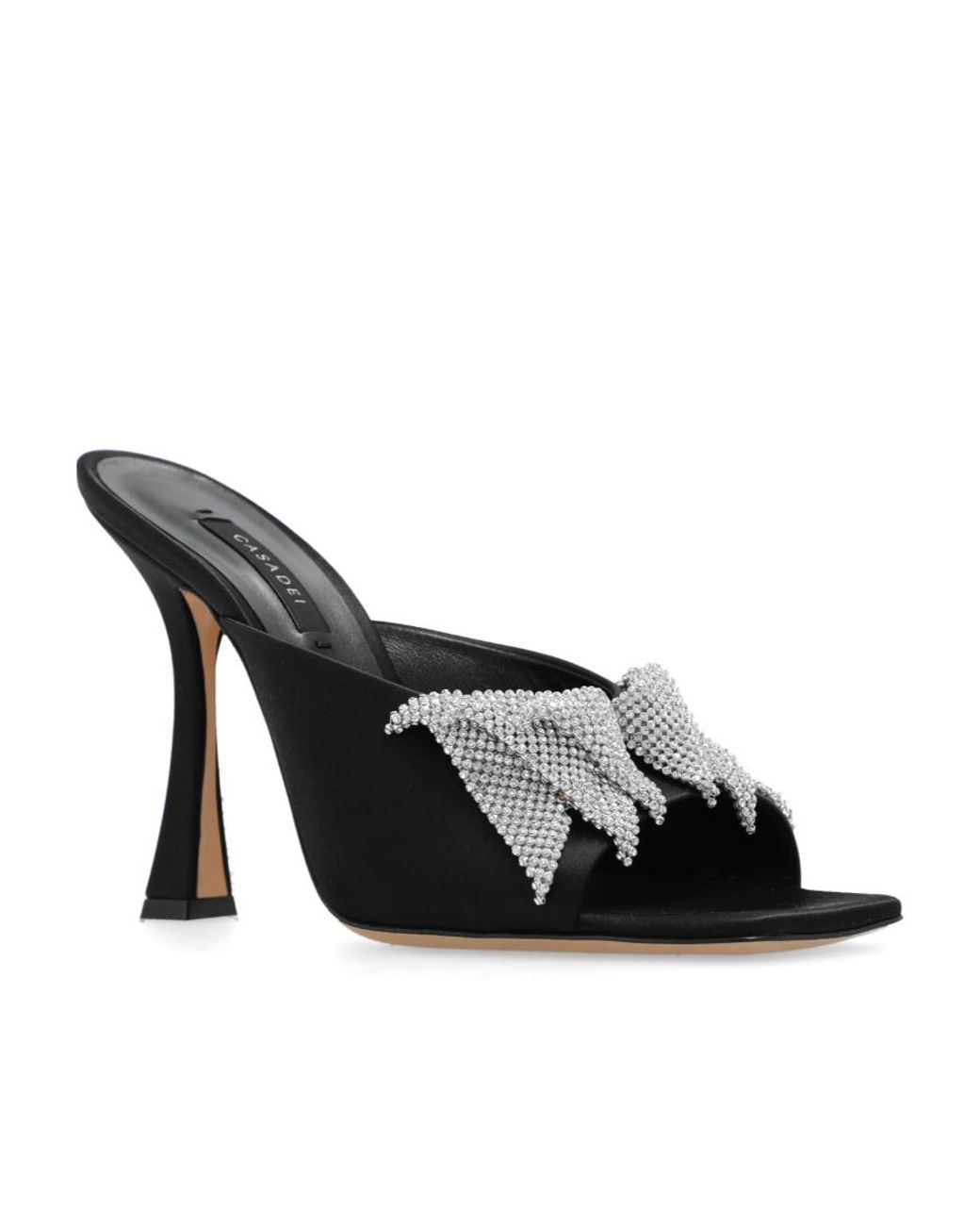 Casadei Black Butterfly Geraldine 100Mm Satin Mules