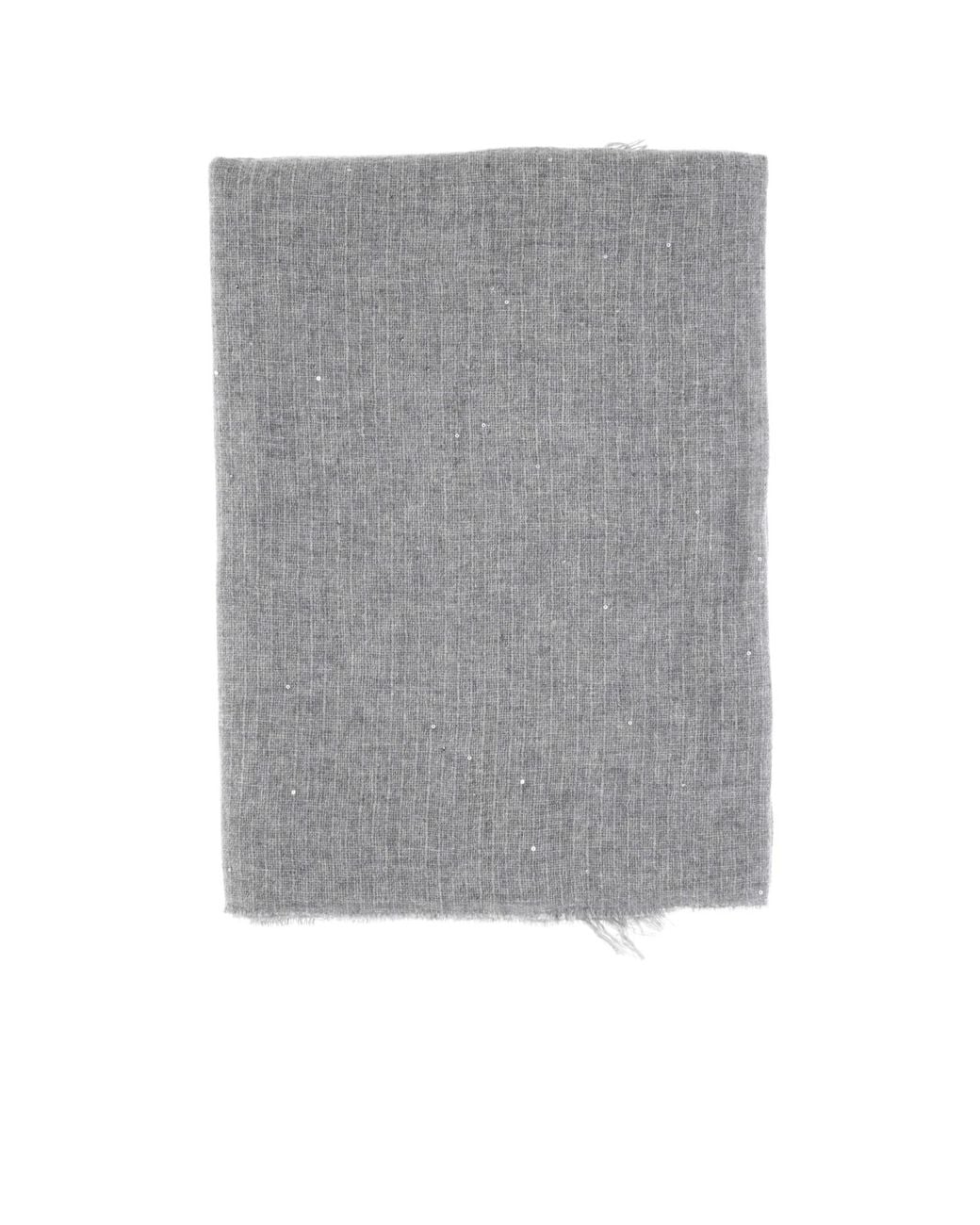 Gran Sasso Gray Sequin-Embellished Frayed Scarf