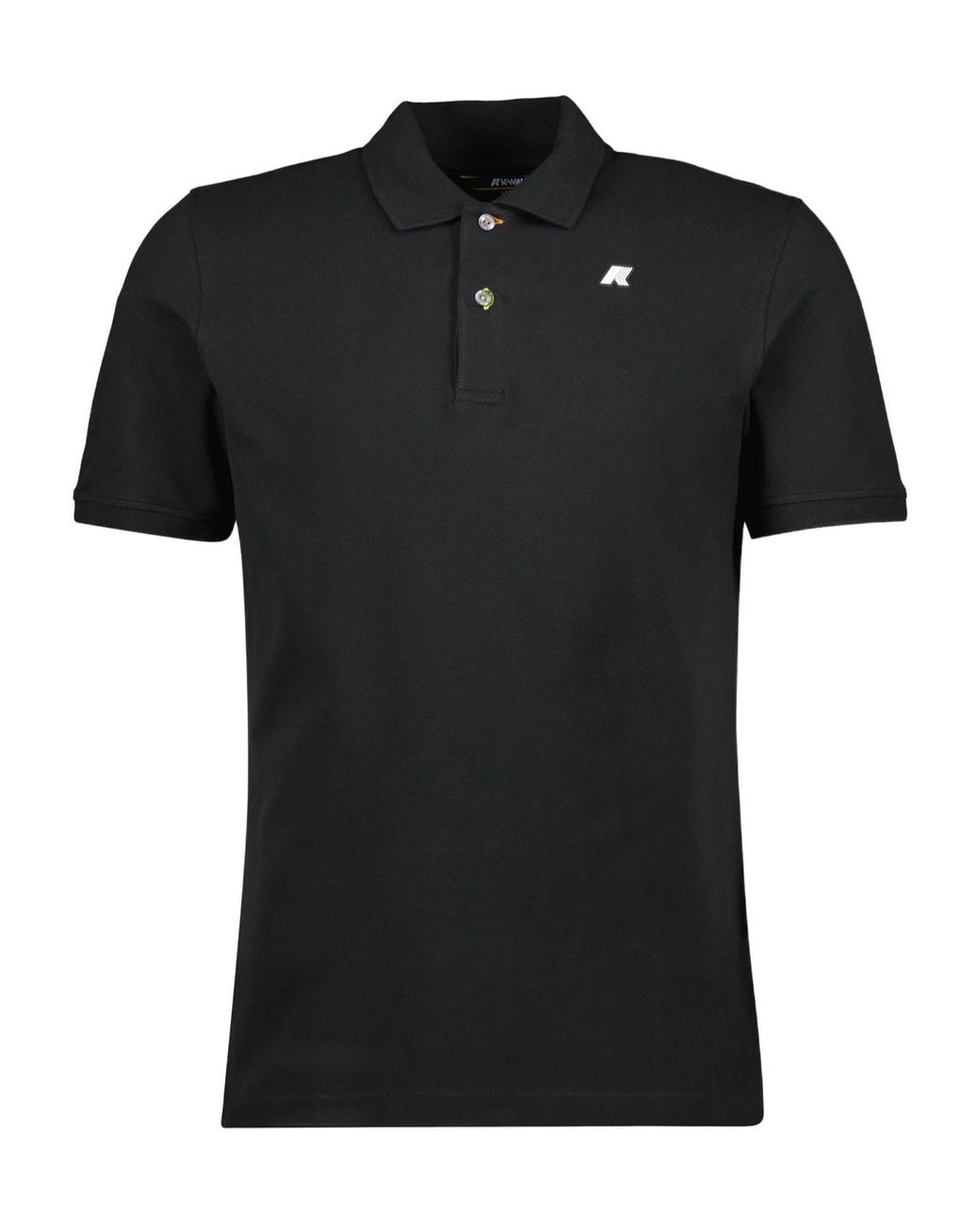 K-Way Black Logo Patch Short-Sleeved Polo Shirt for men