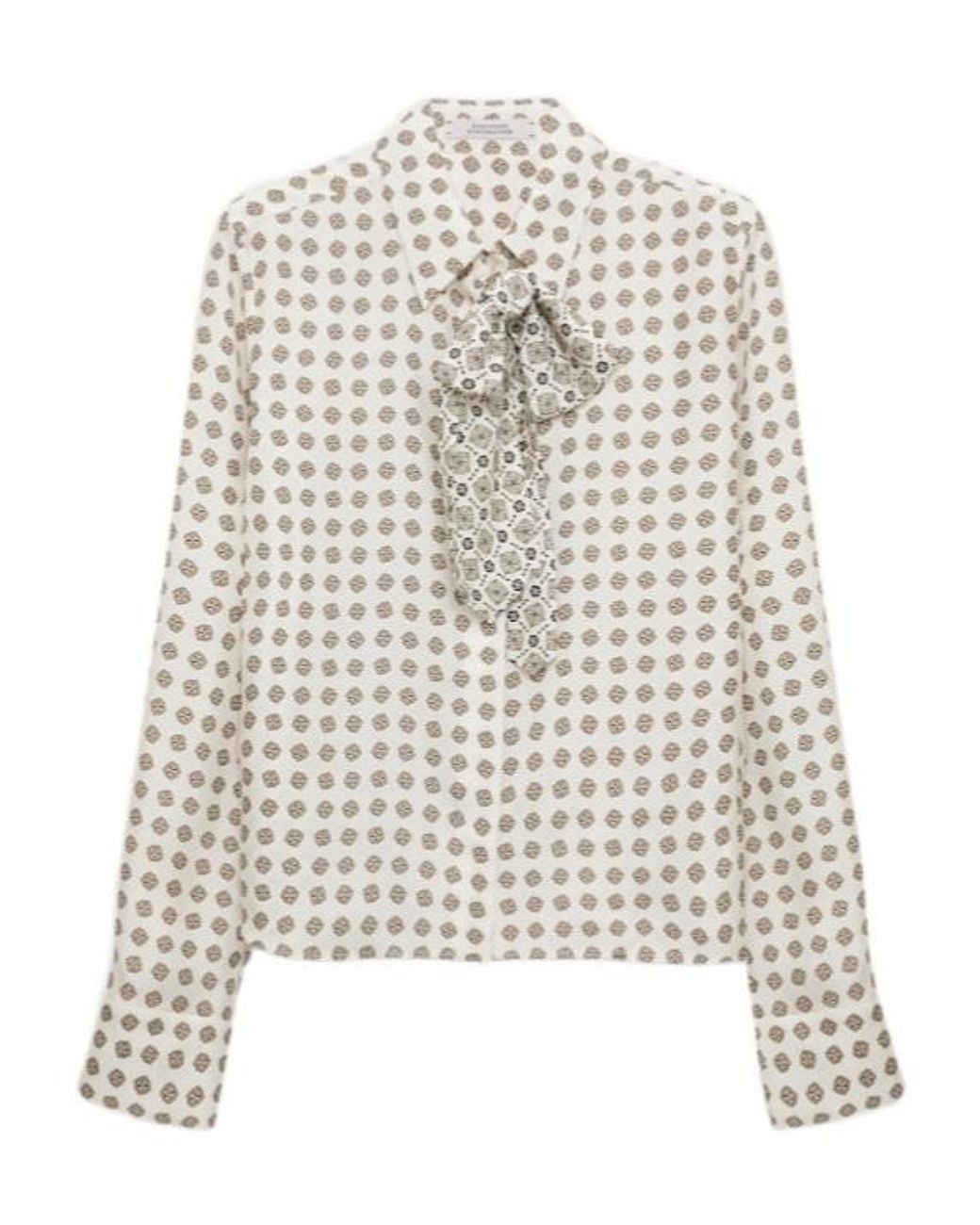 Dorothee Schumacher White Tie Neck Printed Top