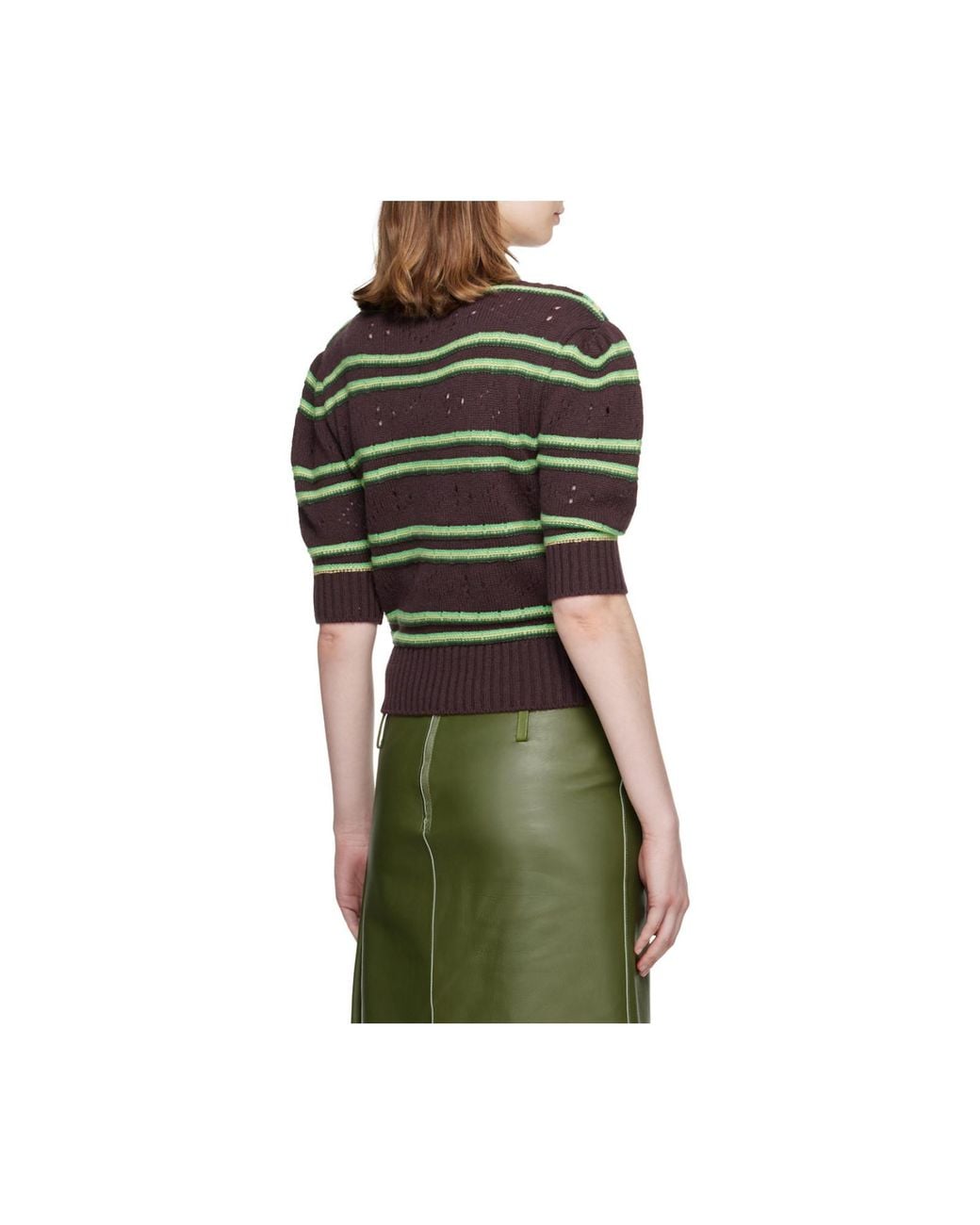 Marni Green Openwork Knit Sweater
