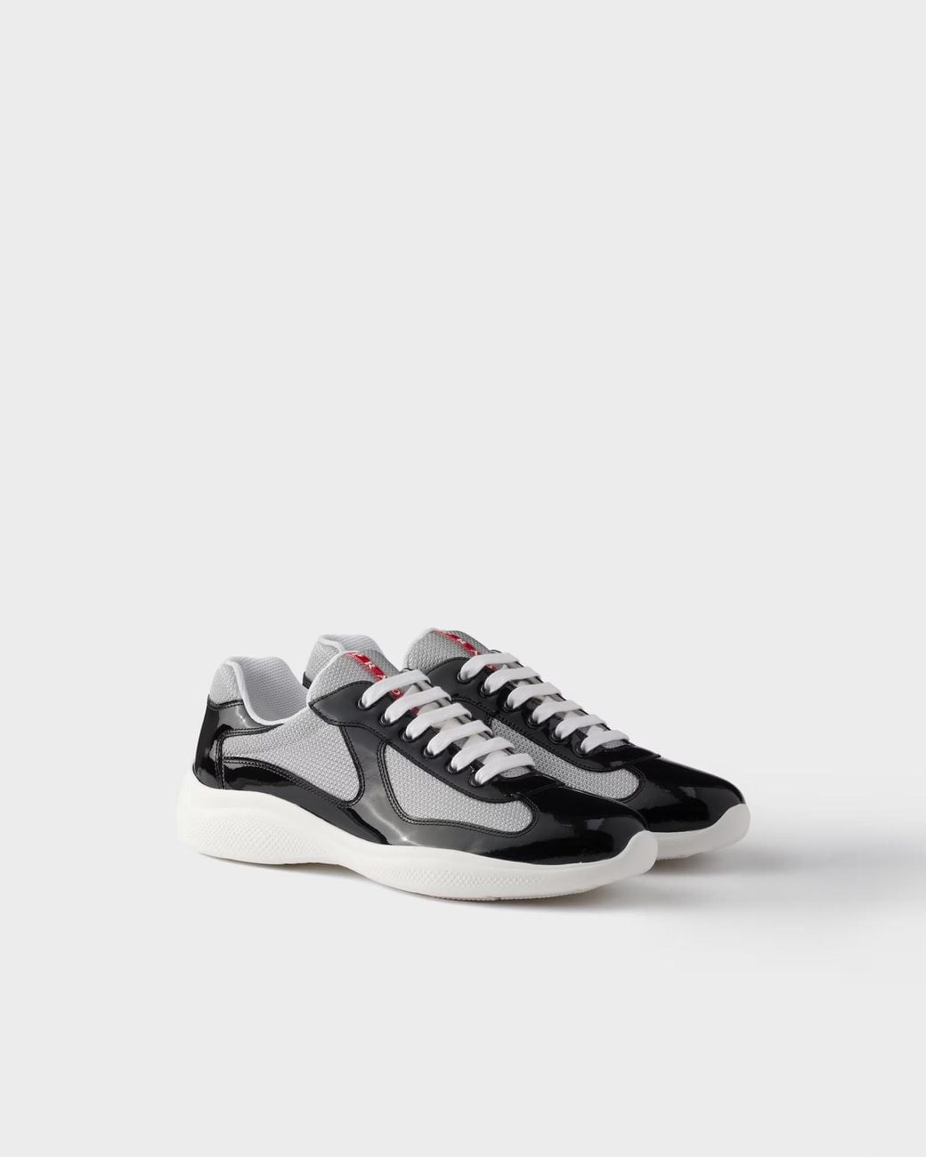 Prada Black Patent Leather And Technical Fabric America's Cup Sneakers for men