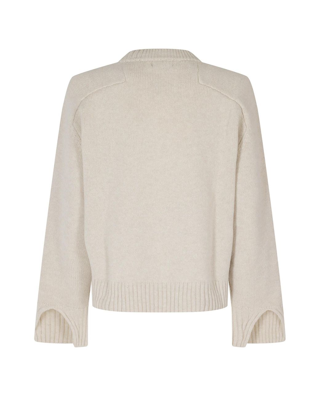 Soeur White Ribbed-Knit Crew-Neck Sweater