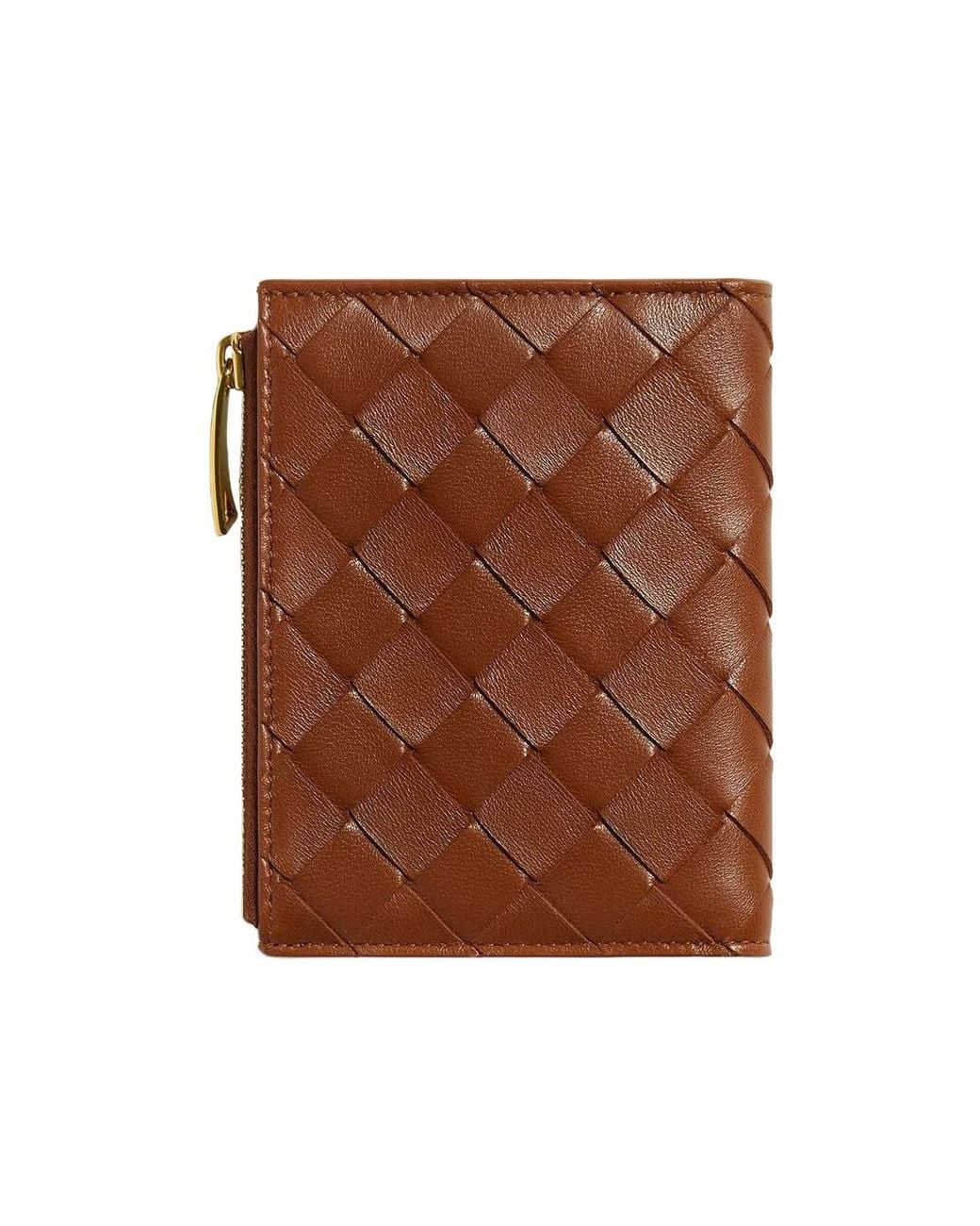 Bottega Veneta Brown Intrecciato Small Bi-Fold Wallet