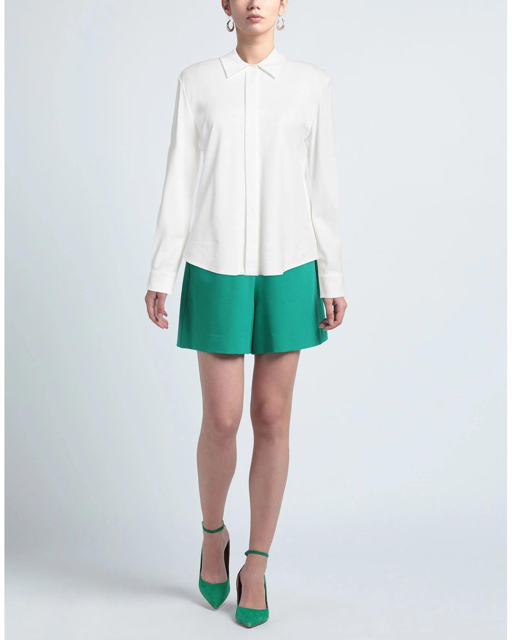 Max Mara White Solid-Color Long-Sleeved Shirt