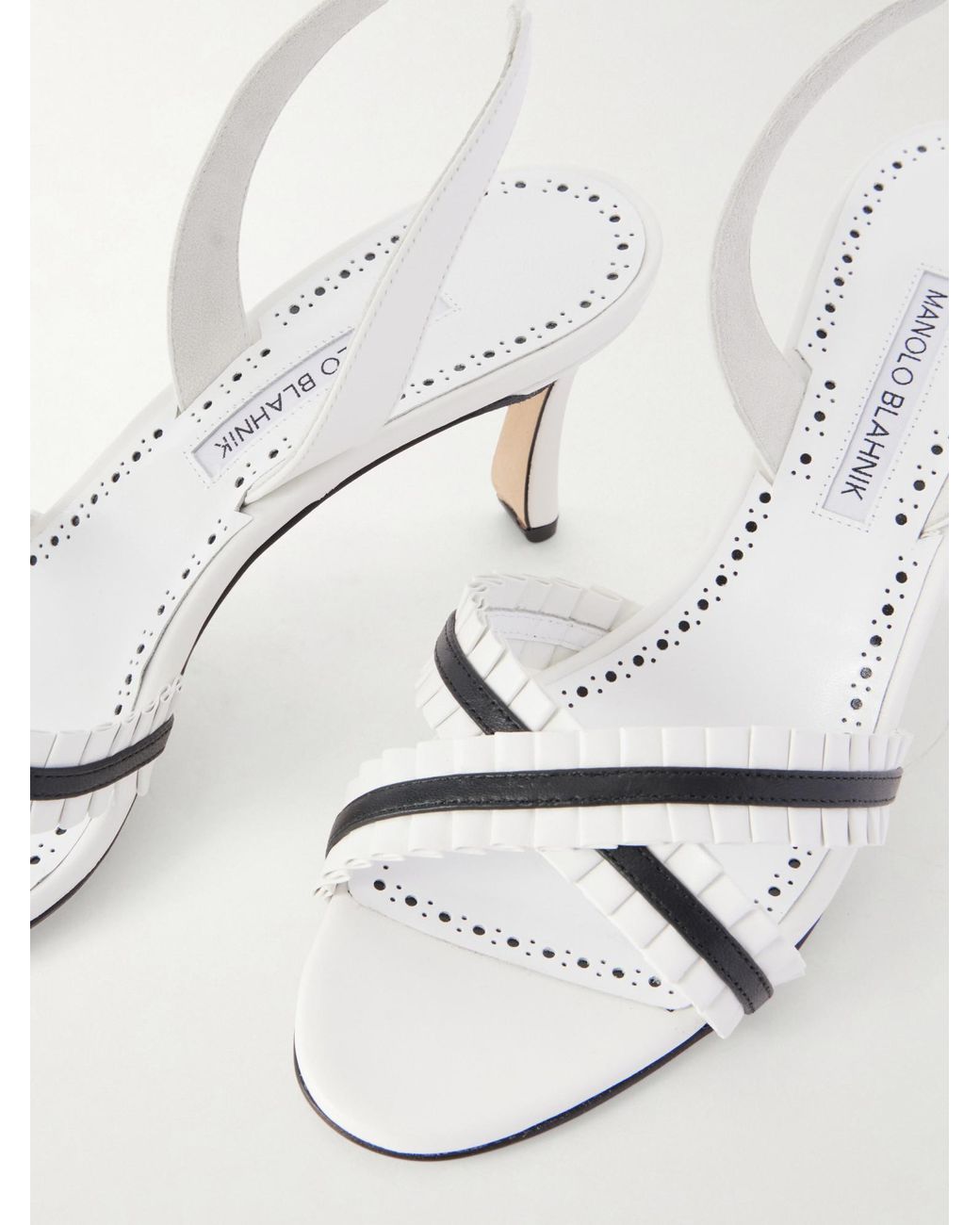 Manolo Blahnik White Thin Strap High Heels
