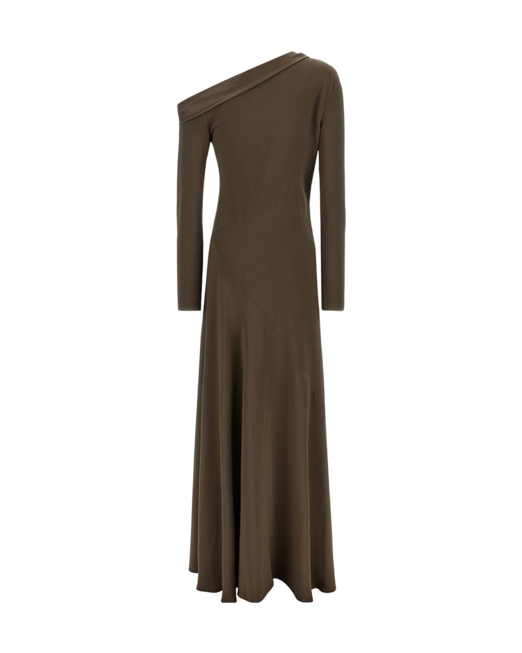 Alberta Ferretti Green One-Shoulder Long Dress