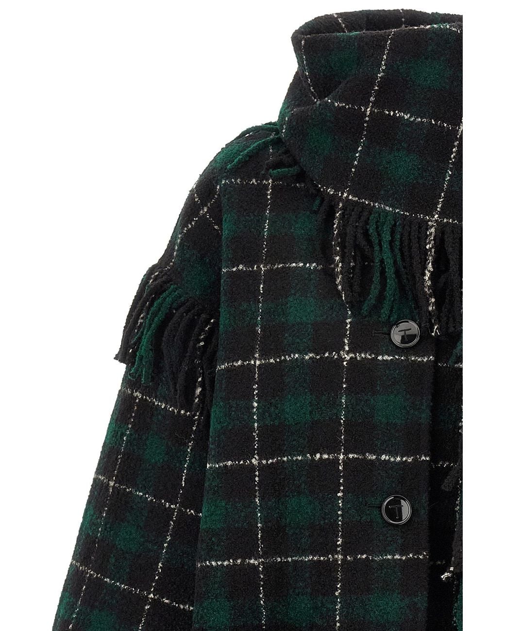 Totême Black Totême Checked Fringed Shawl Jacket