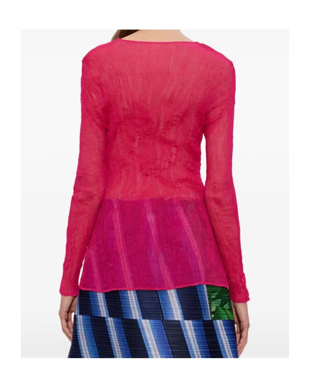Issey Miyake Red Chiffon Twist 1 Top