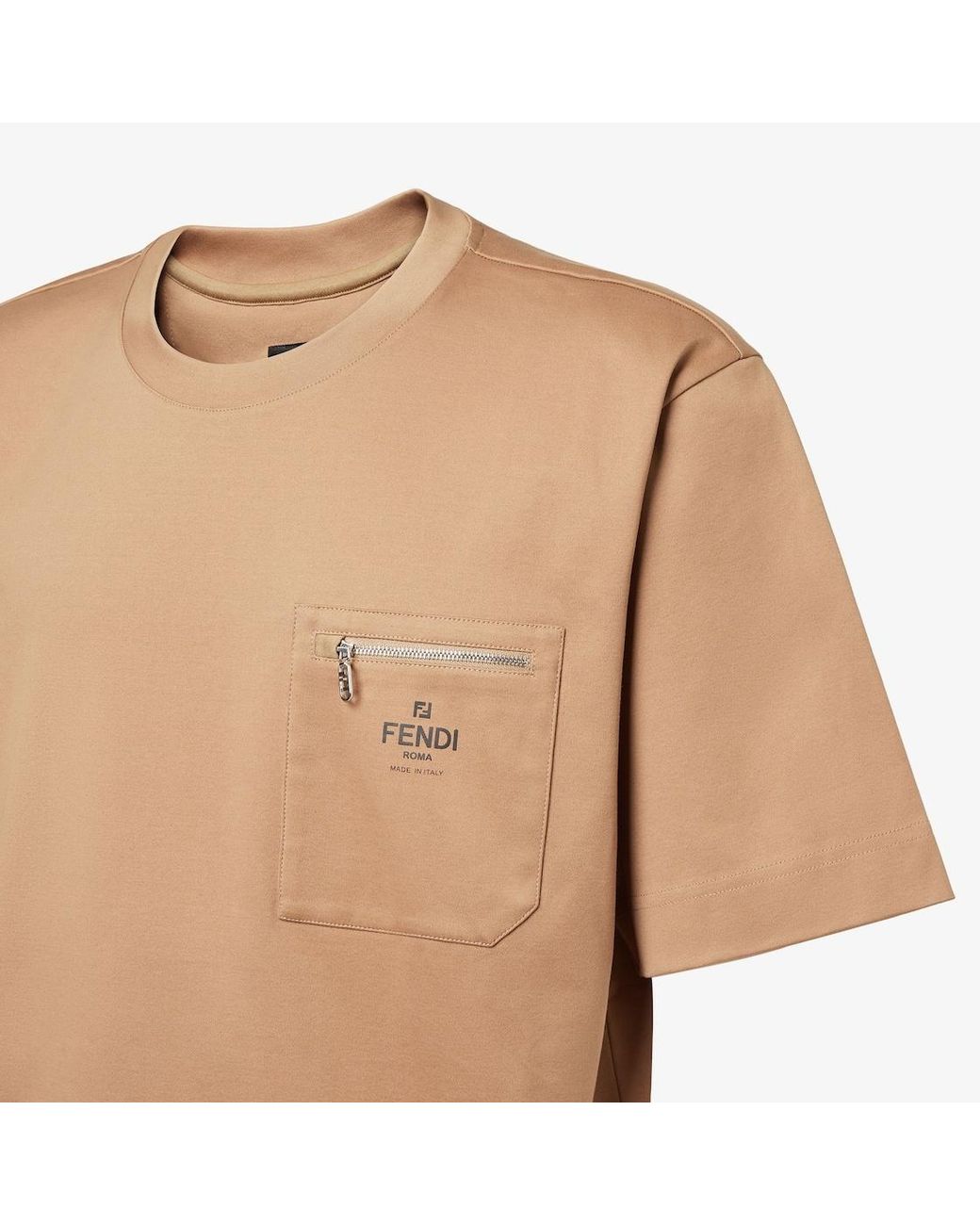 Fendi Natural Logo Printed Crewneck T-Shirt for men