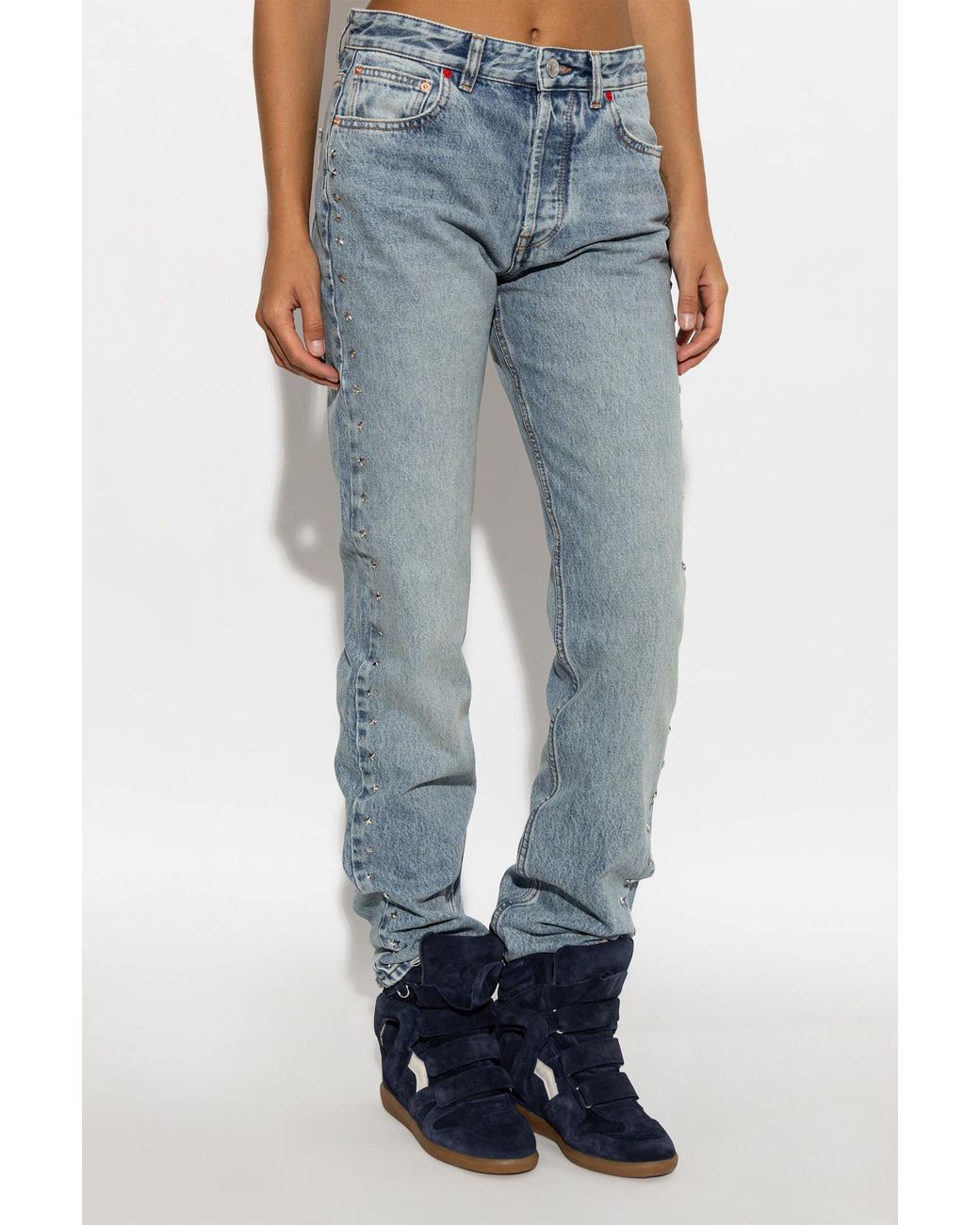 Isabel Marant Blue Dayali Studded Straight-Leg Jeans