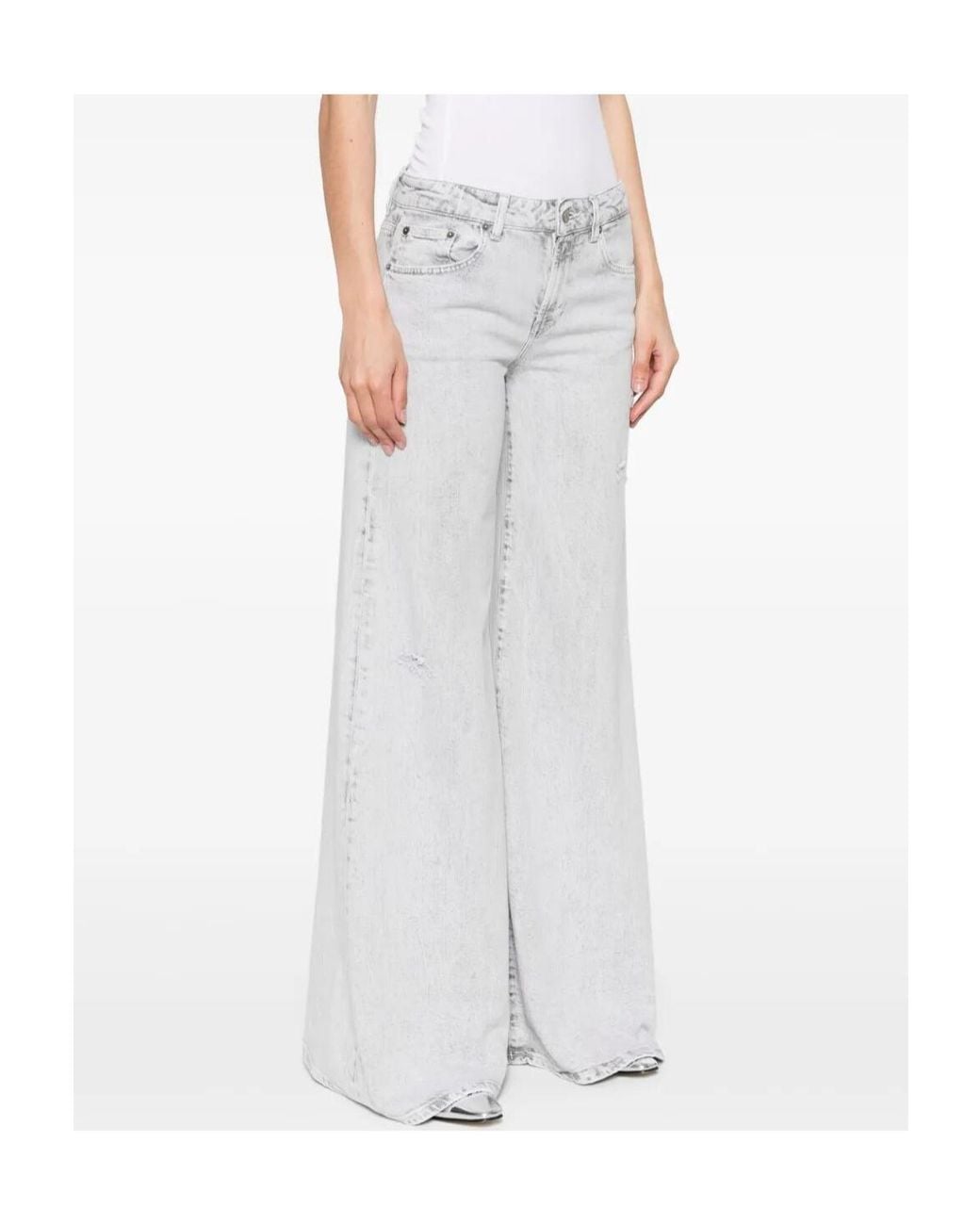 Dondup White Marlen Wide-Leg Jeans