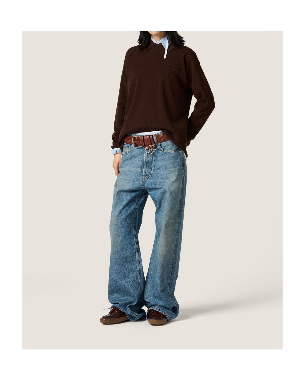 Miu Miu Brown Wool Polo Sweater