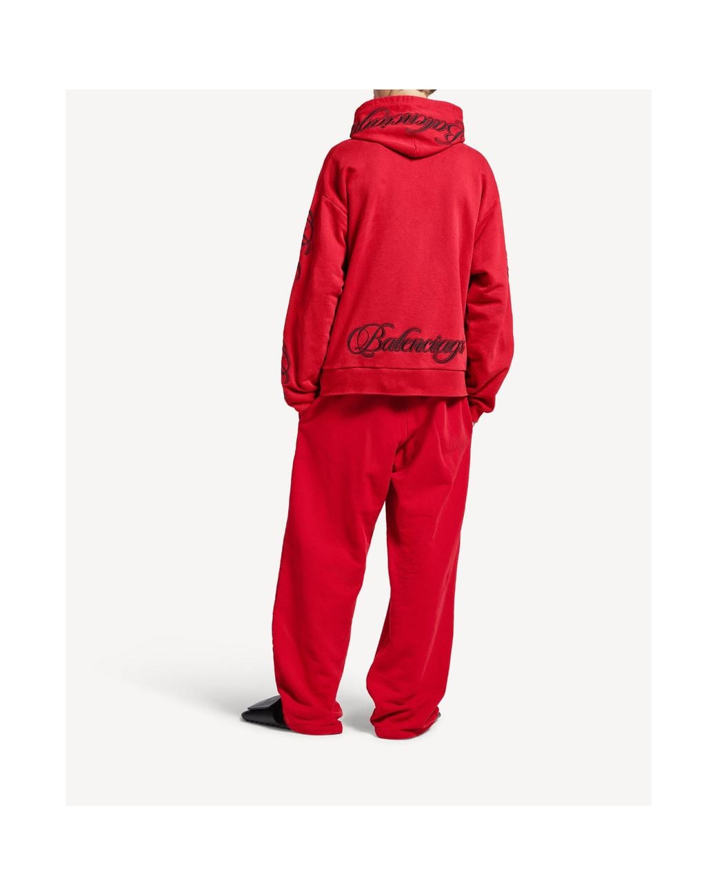 Balenciaga Red Cursive Oversized Hoodie for men