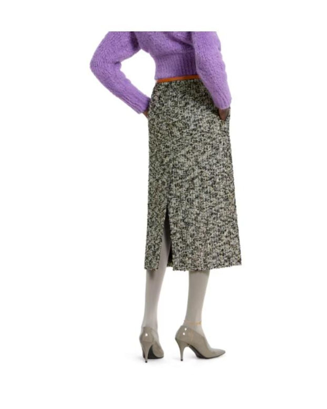 Gucci Gray Laminated Bouclé Skirt