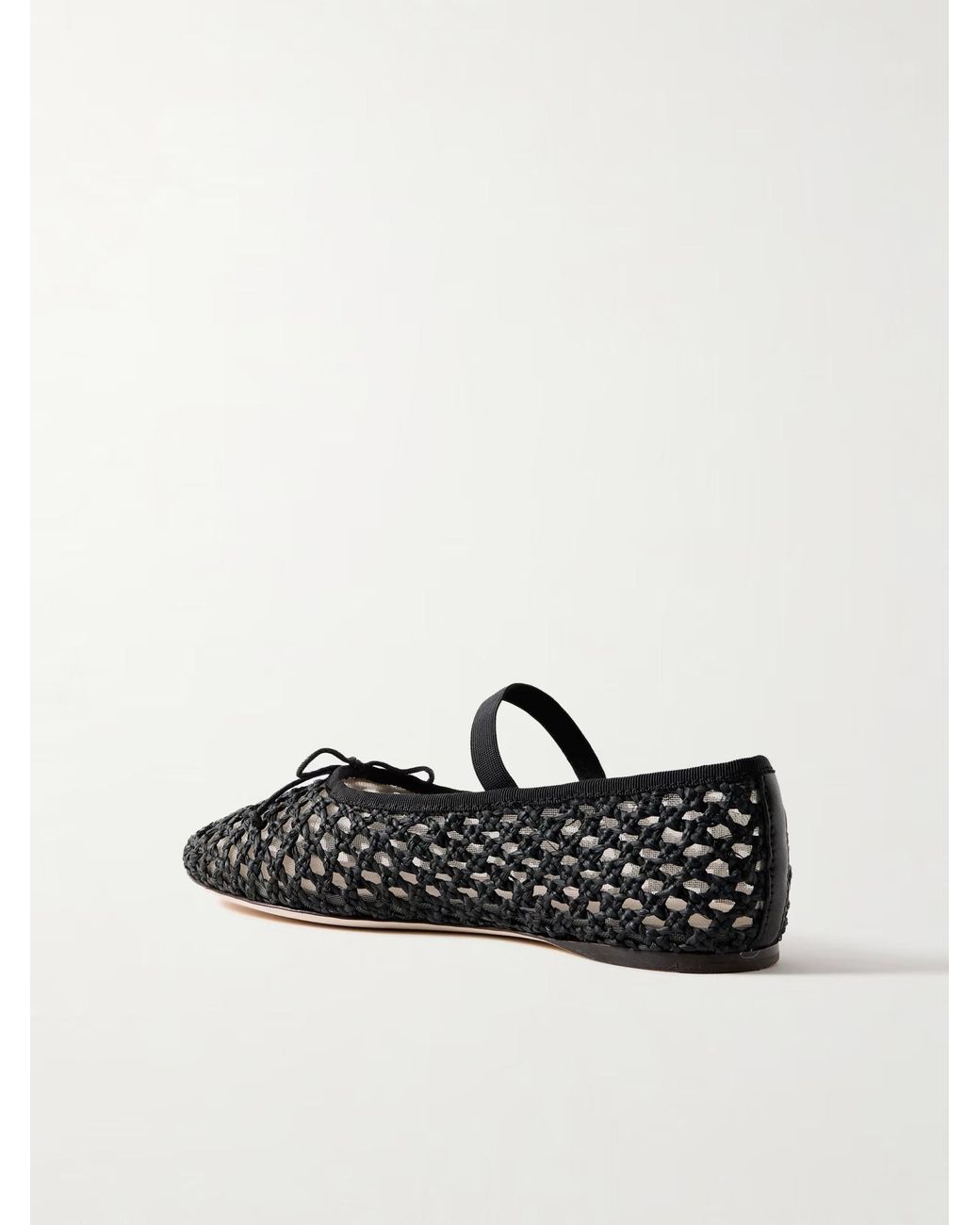 Loeffler Randall Black Grosgrain-Trimmed Raffia Mary Jane Ballet Flats