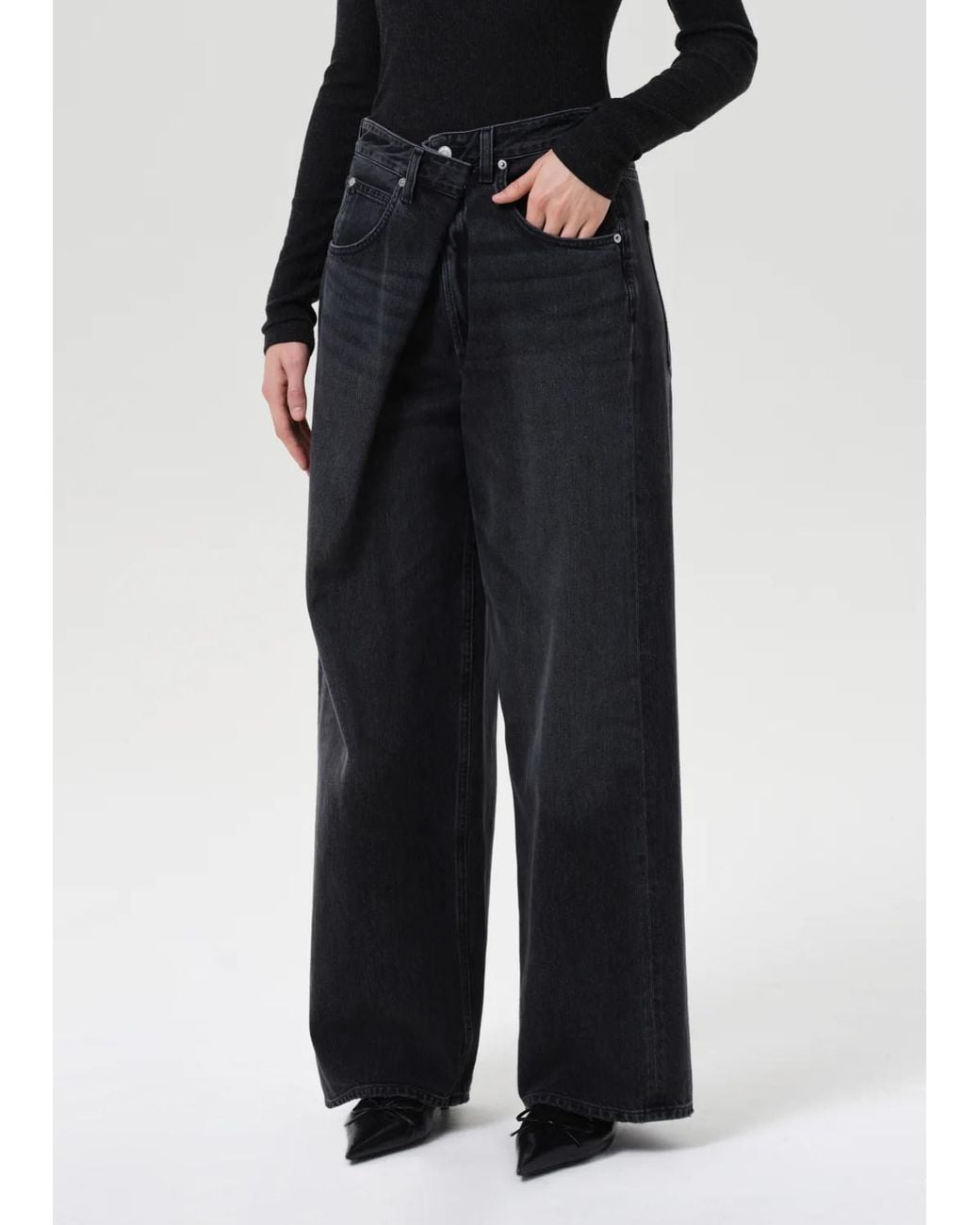 Agolde Black Vana Wide-Leg Jeans