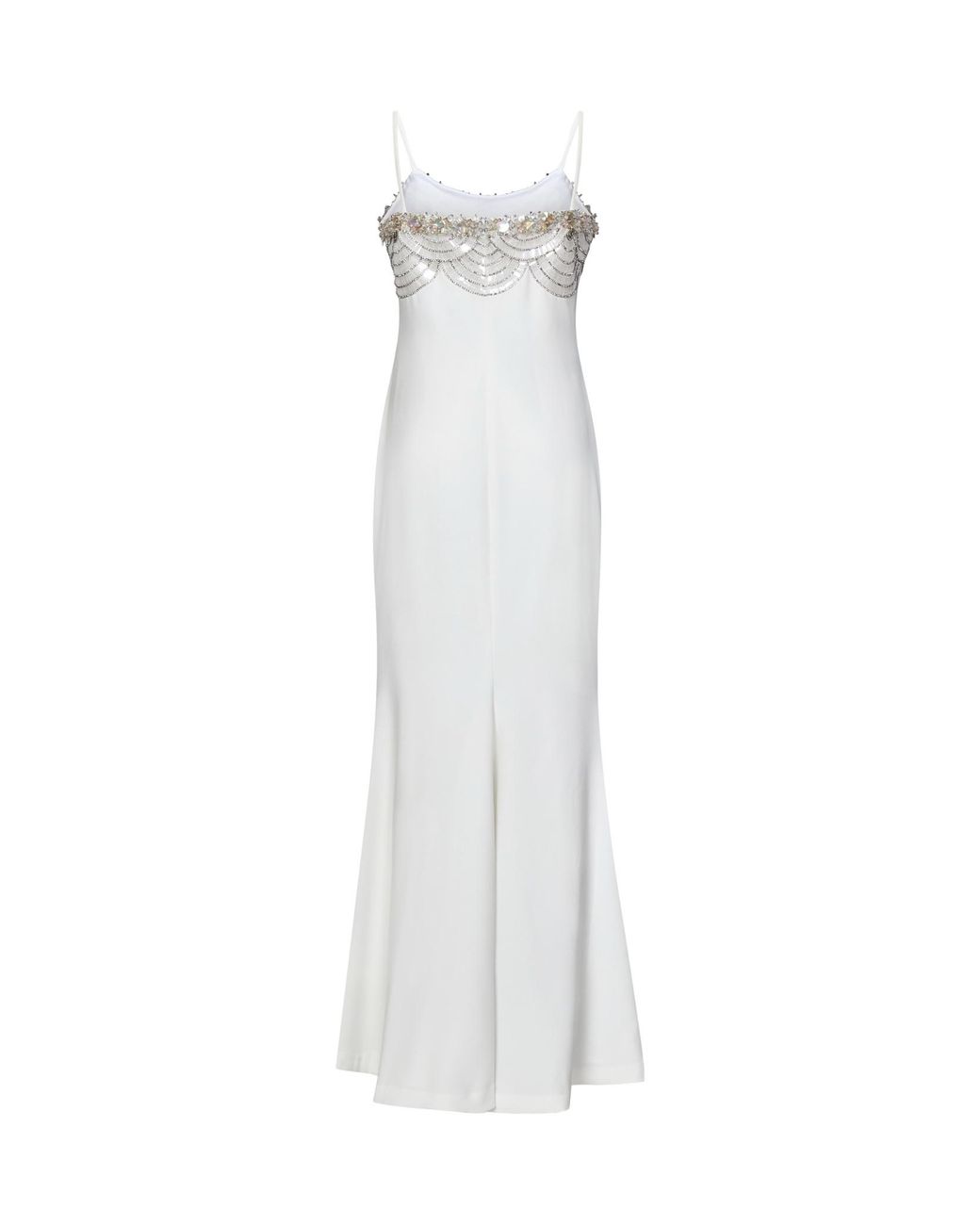 Amen White Crystal-Embellishment Crepe Maxi Dress