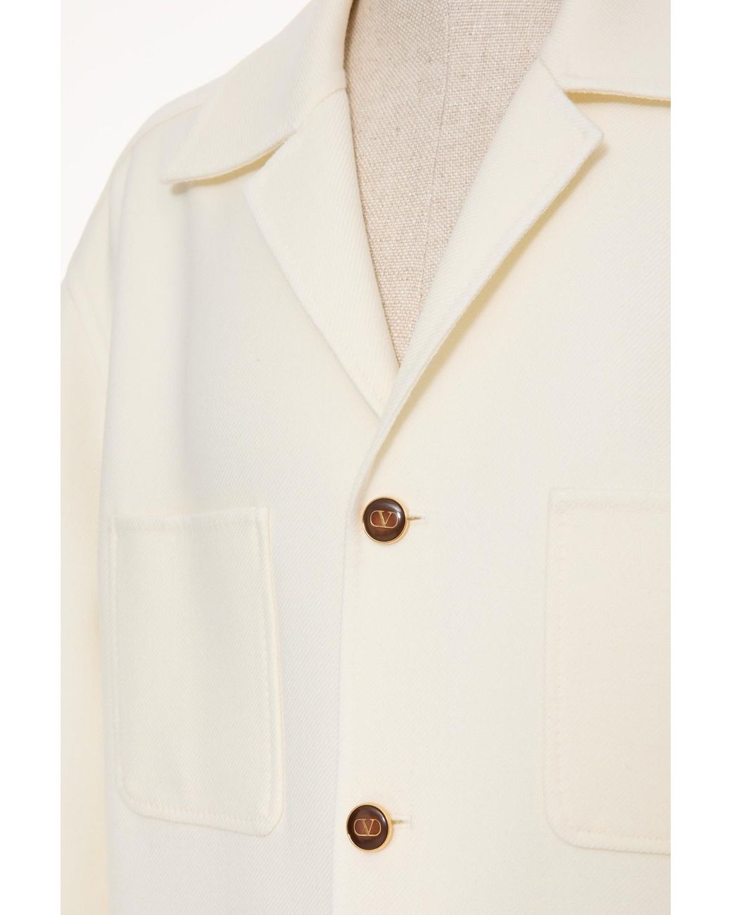 Valentino White Vlogo Signature-Buttons Shirt Jacket for men
