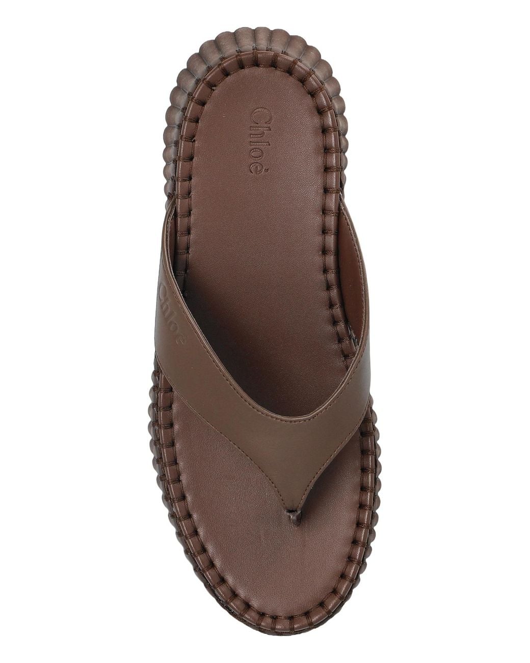 Chloé Brown Nama Platform Thong Sandals