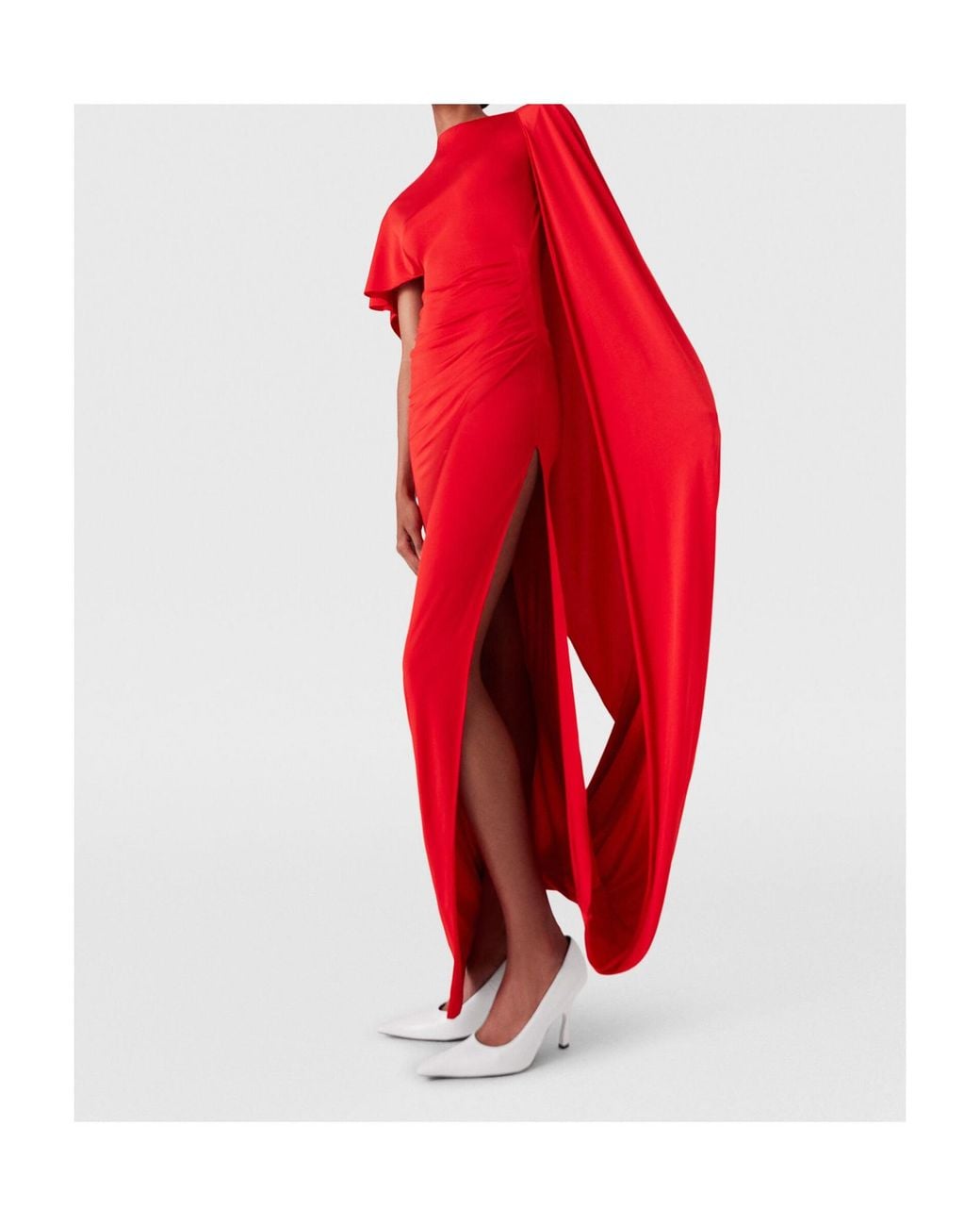 Stella McCartney Red Asymmetric Cape Maxi Dress