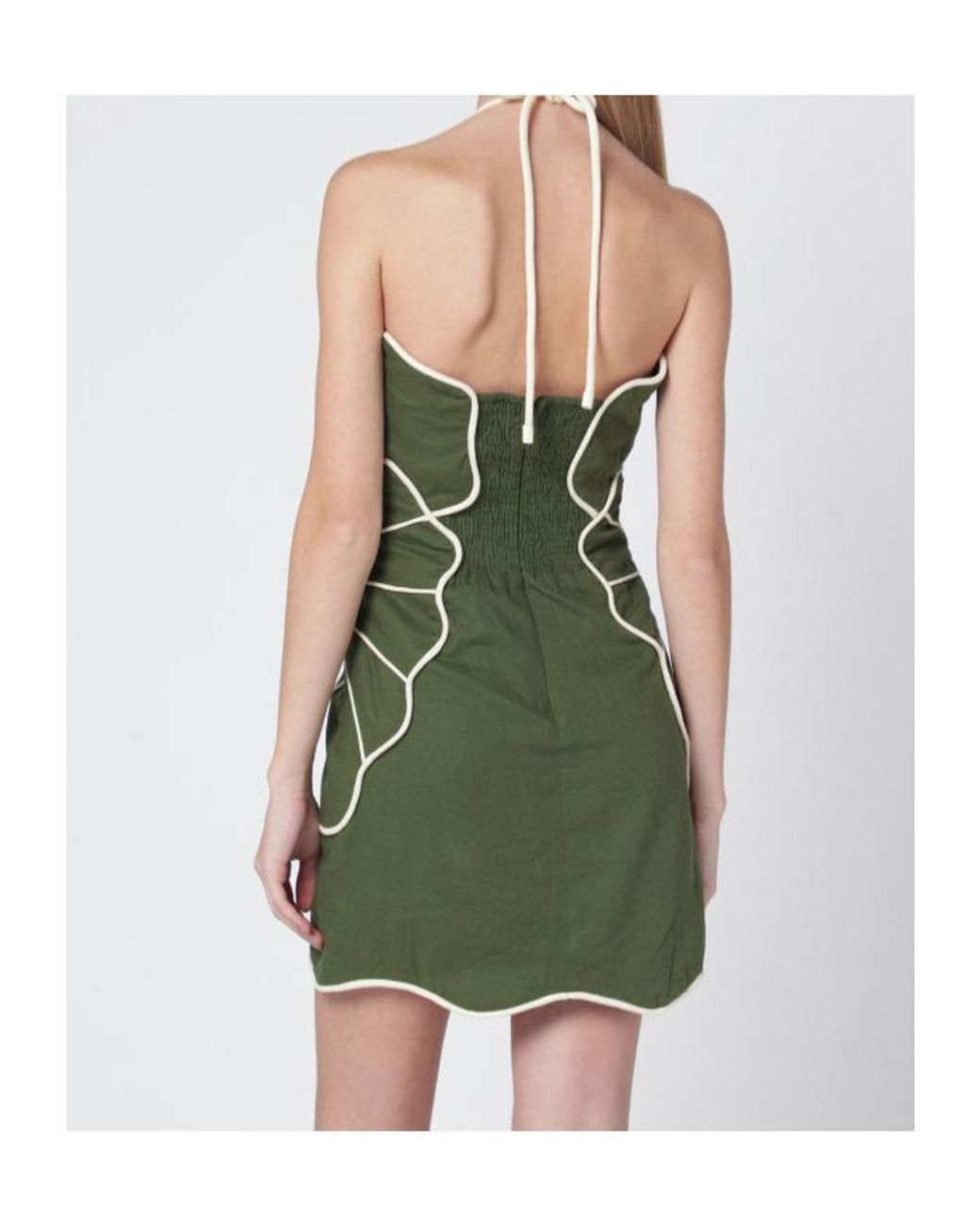 Farm Rio Green Short Linen-Blend Dress