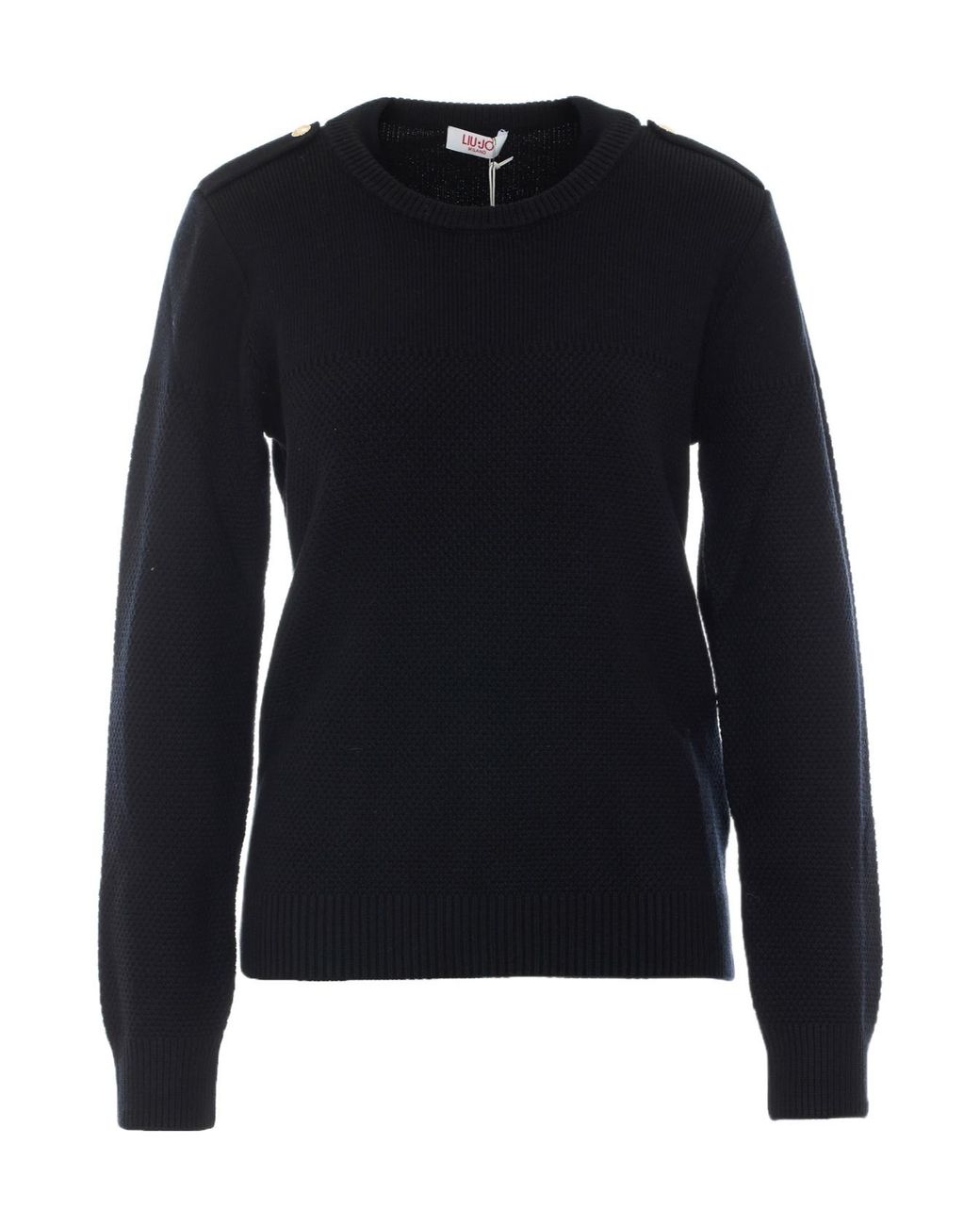 Liu Jo Blue Button-Shoulder Knitted Sweater