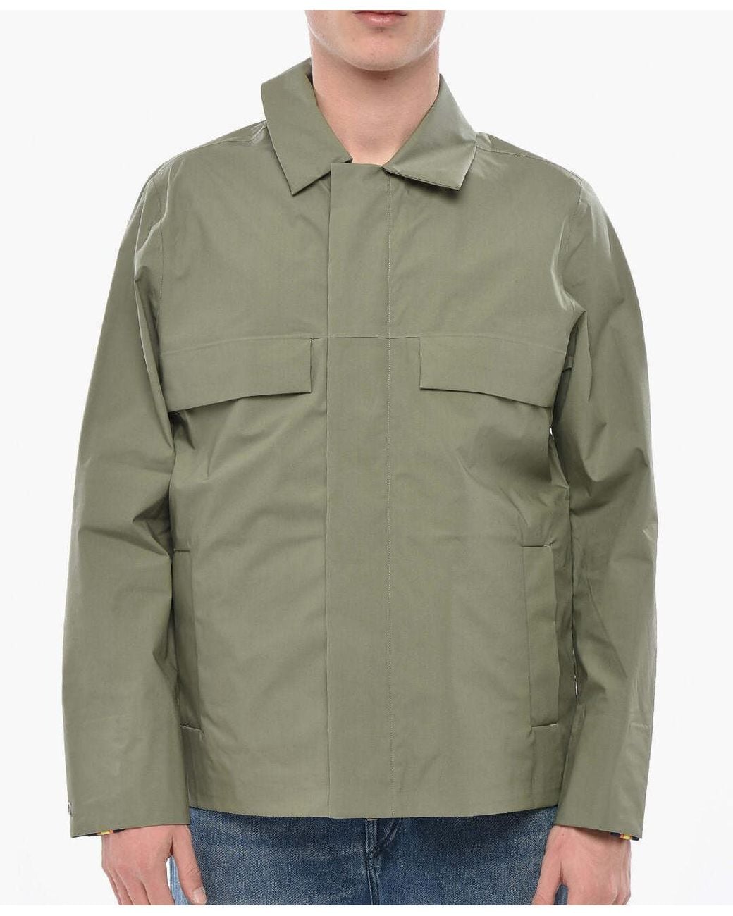 K-Way Green Utility Jacket With Hidden Button Closure for men