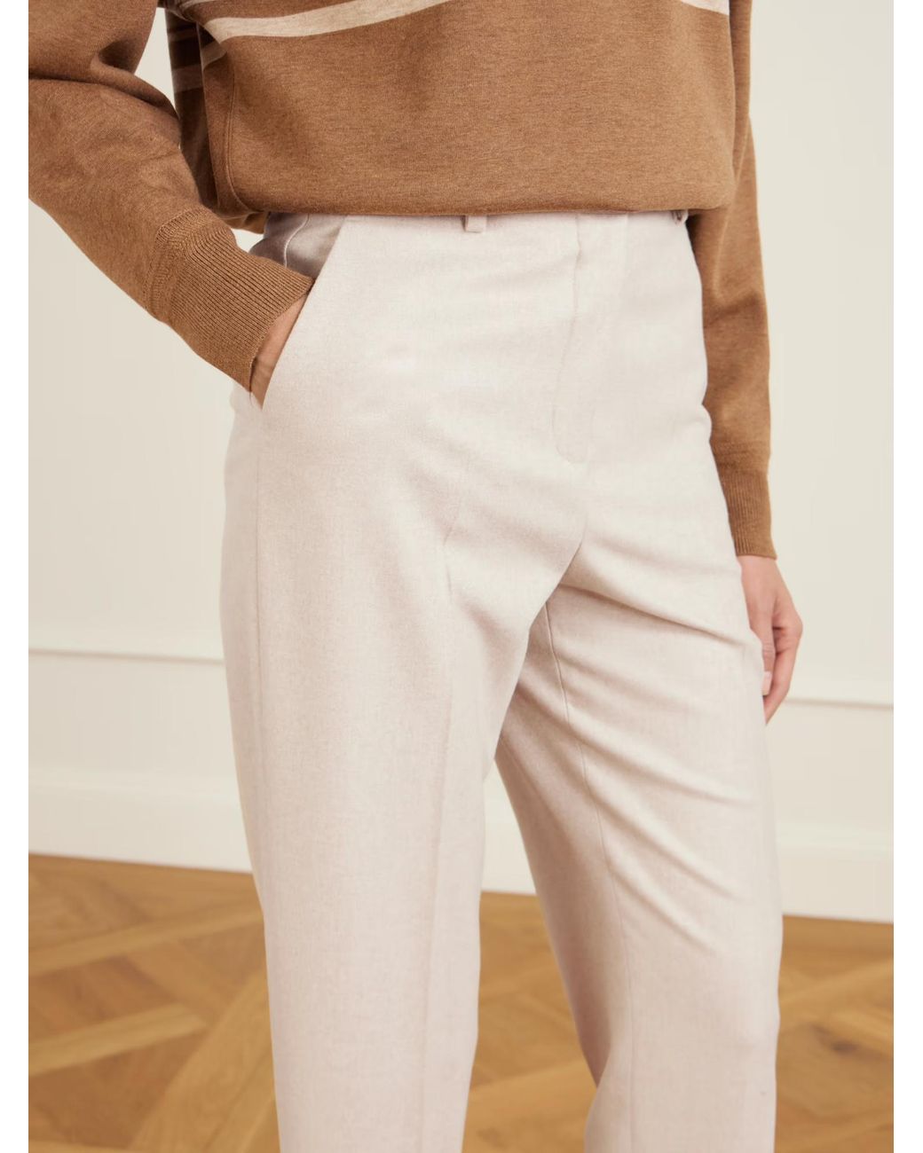 Loro Piana Natural Dermot Wool And Cashmere Blend Casual Pants
