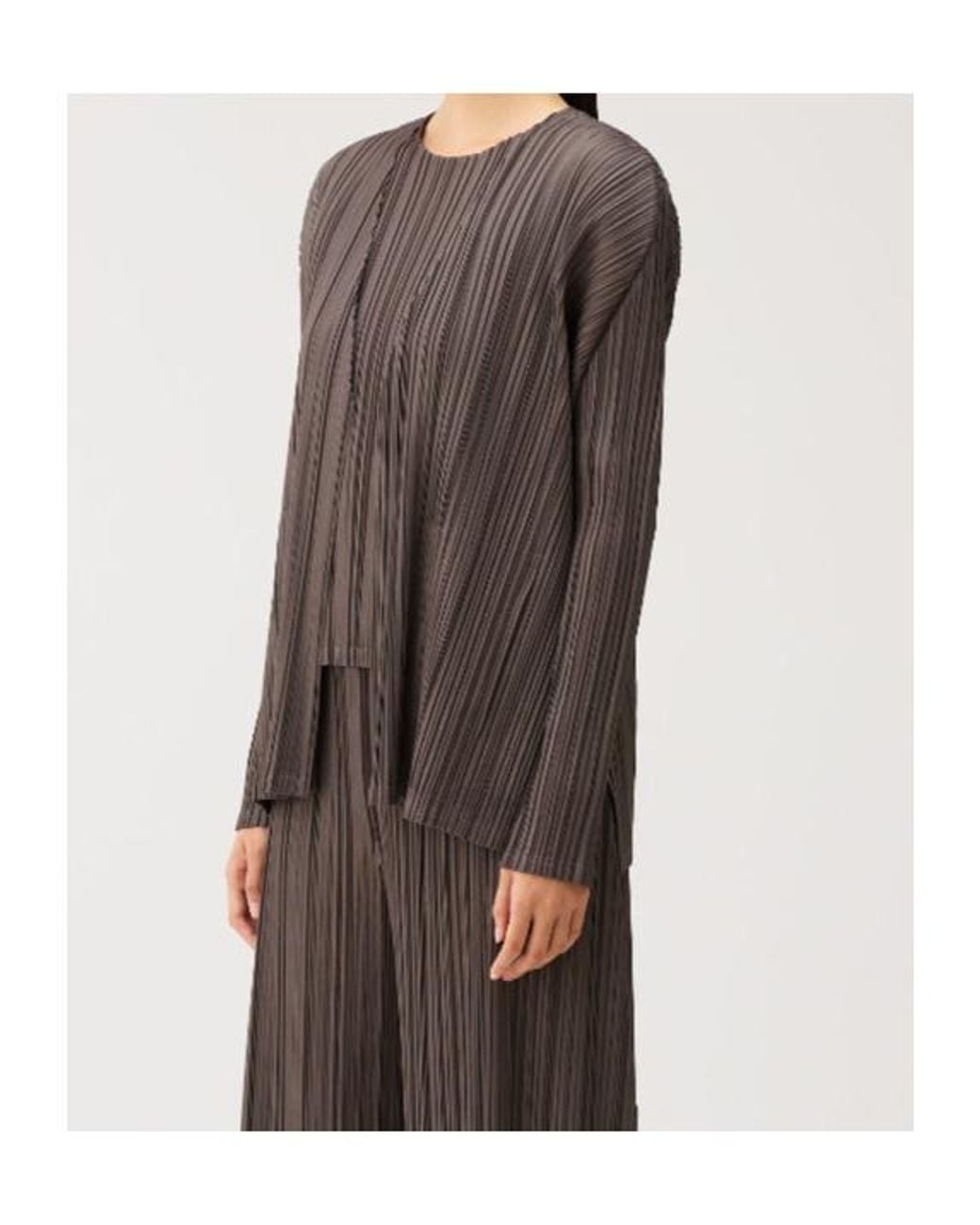 Pleats Please Issey Miyake Gray Mellow Pleats Cardigan
