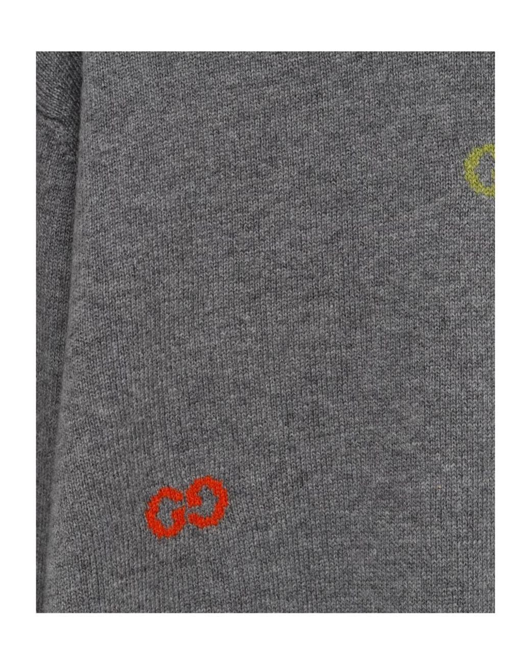 Gucci Gray Logo Intarsia Knit Jumper for men