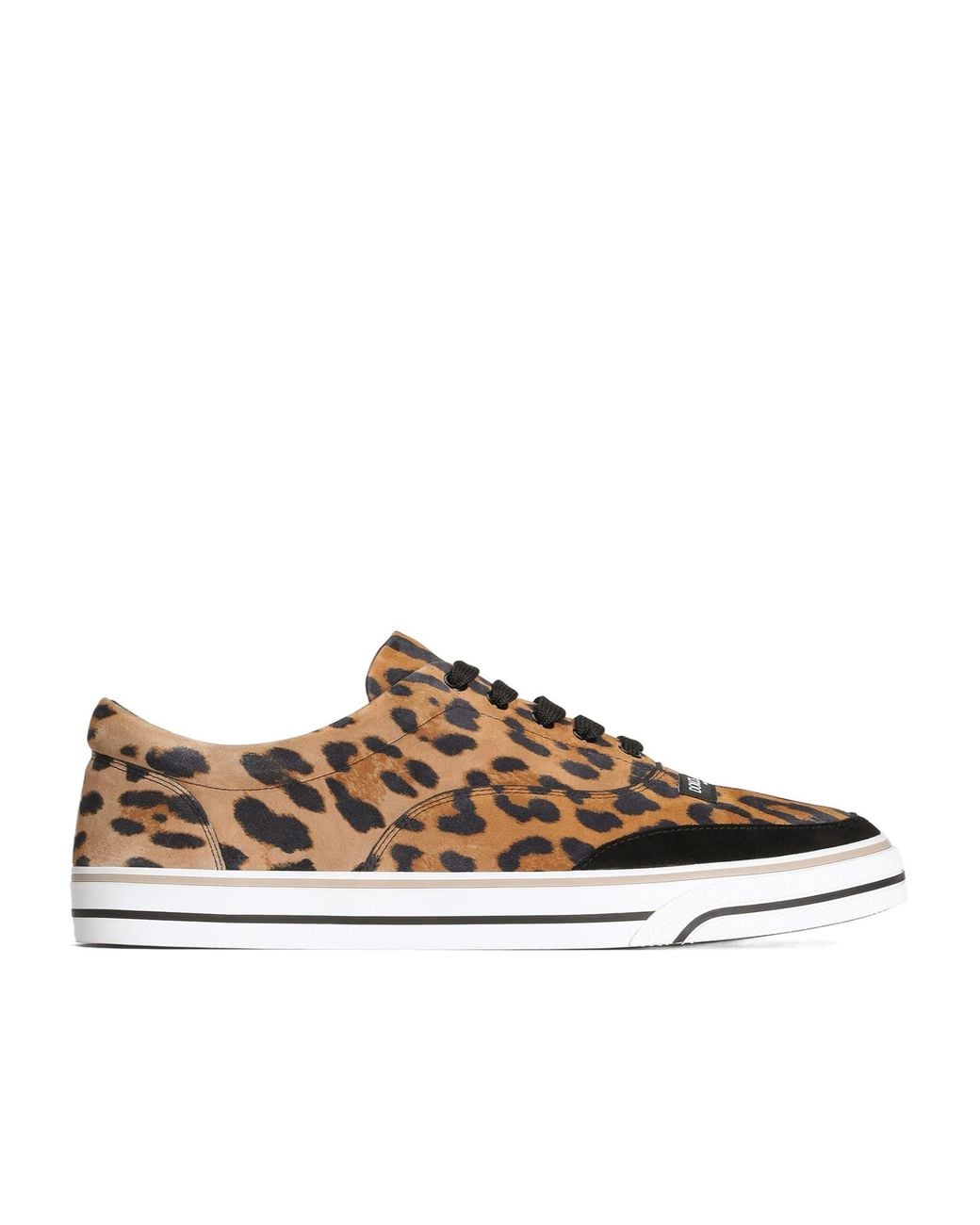 Dolce & Gabbana Brown Leather Leopard Print Sailing Sneakers for men