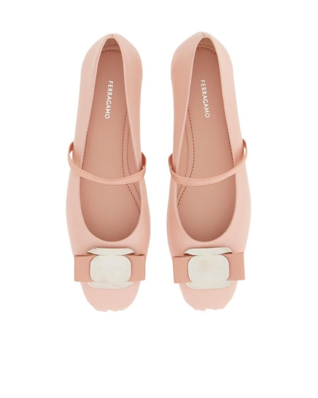 Ferragamo Pink Vara Flat Ballet Shoes