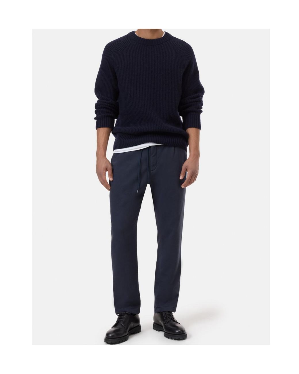 Closed Blue Ribbed Knit Jumper for men