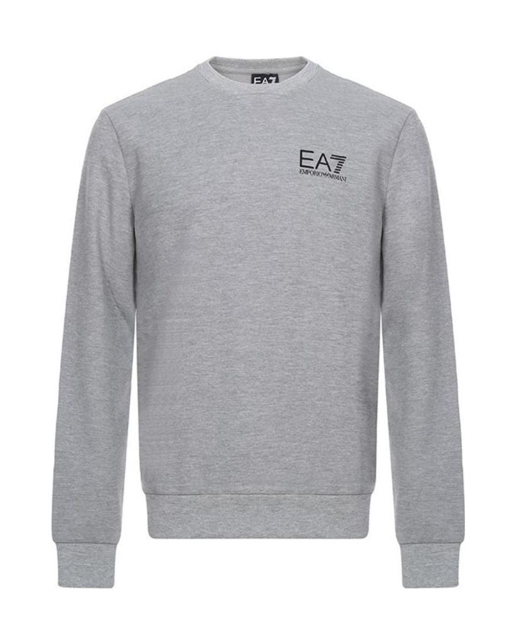 EA7 Gray Logo Round-Necked Sweater for men
