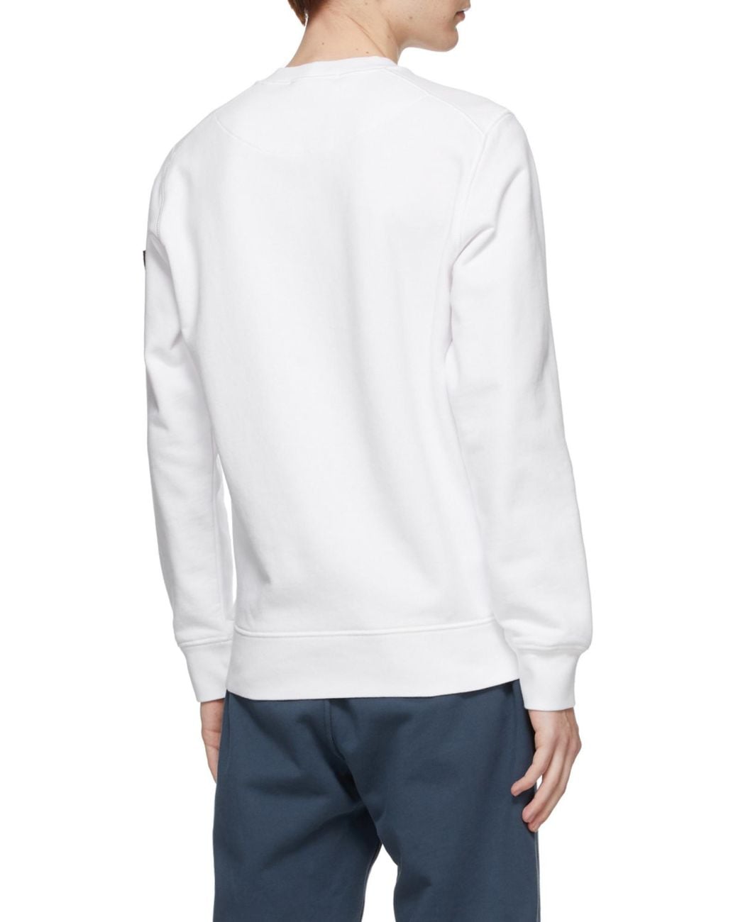 Stone Island White Compass Patch Crewneck Sweatshirt for men