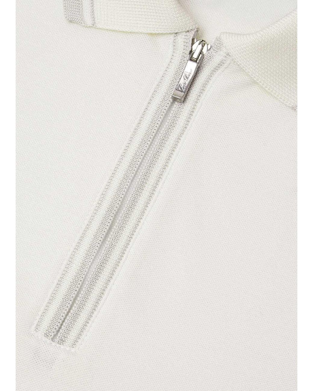 Loro Piana White Zip Regatta Polo Shirt for men