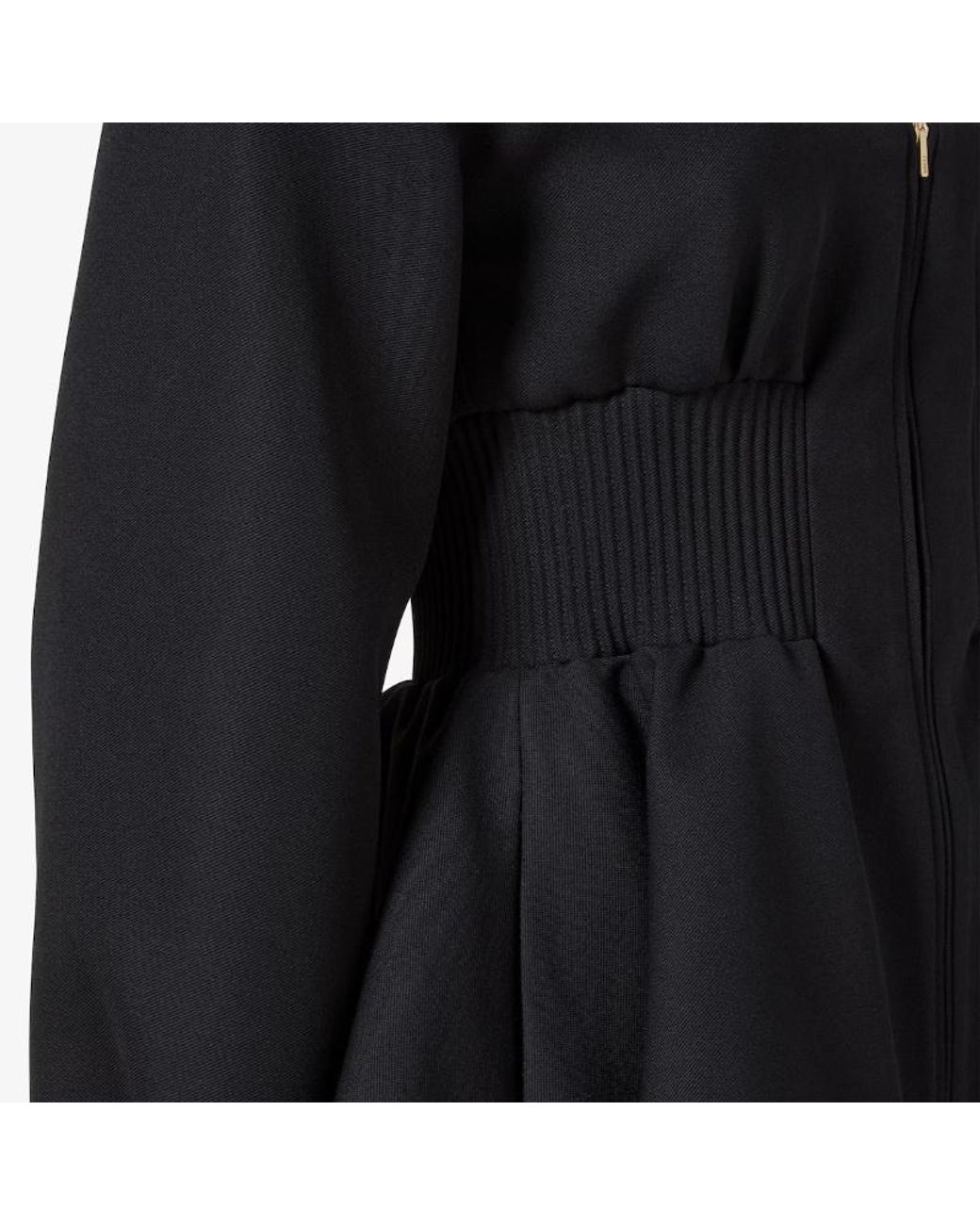 Fendi Black Peplum Hem Square-Neck Jacket