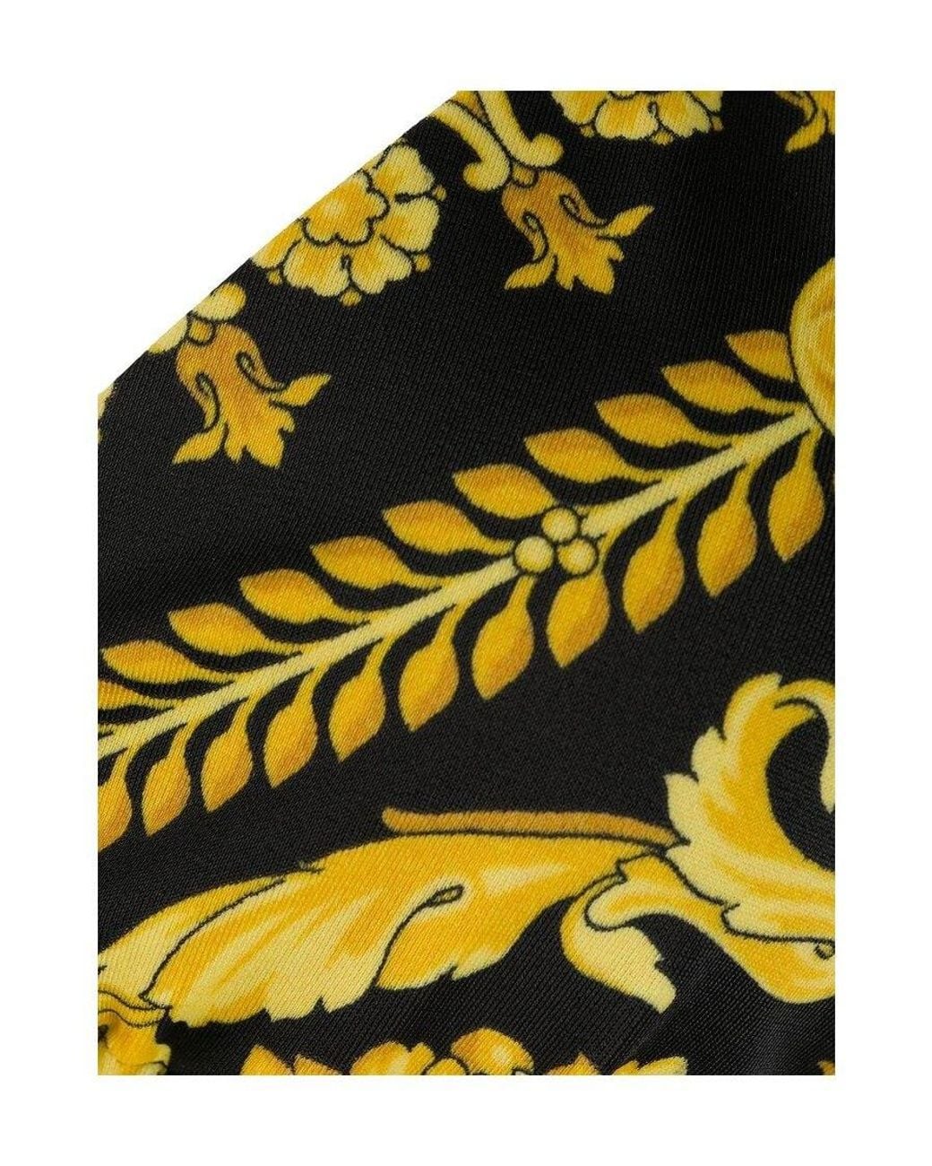 Versace Yellow Baroque Printed Triangle Bikini Top