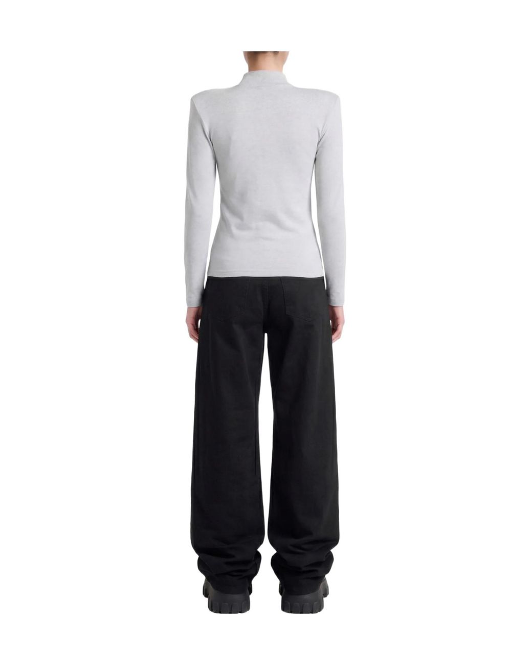 Balenciaga Gray Solid-Color Long-Sleeved T-Shirt