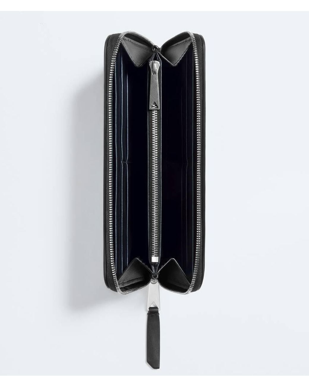 Bottega Veneta Black Intrecciato Piccolo Zip Around Wallet for men