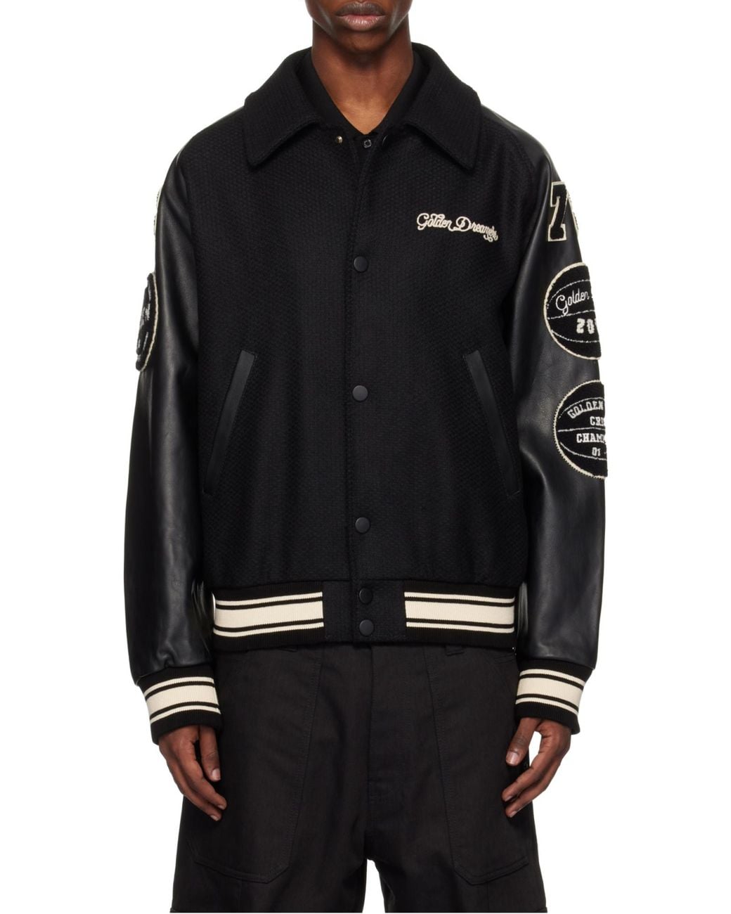 Golden Goose Deluxe Brand Black Logo Embroidered Jacket for men