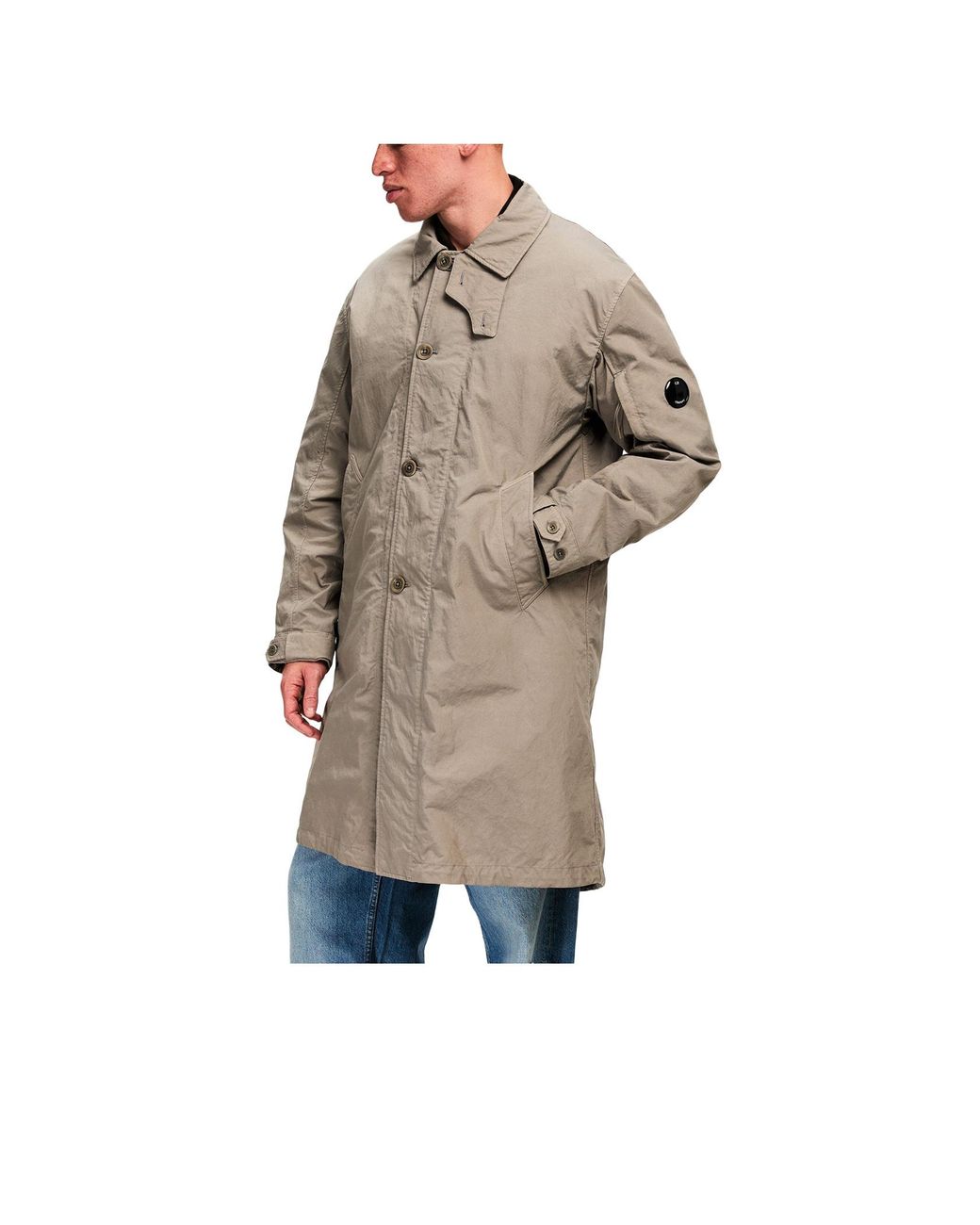 C P Company Gray Button-Down Trench Coat for men