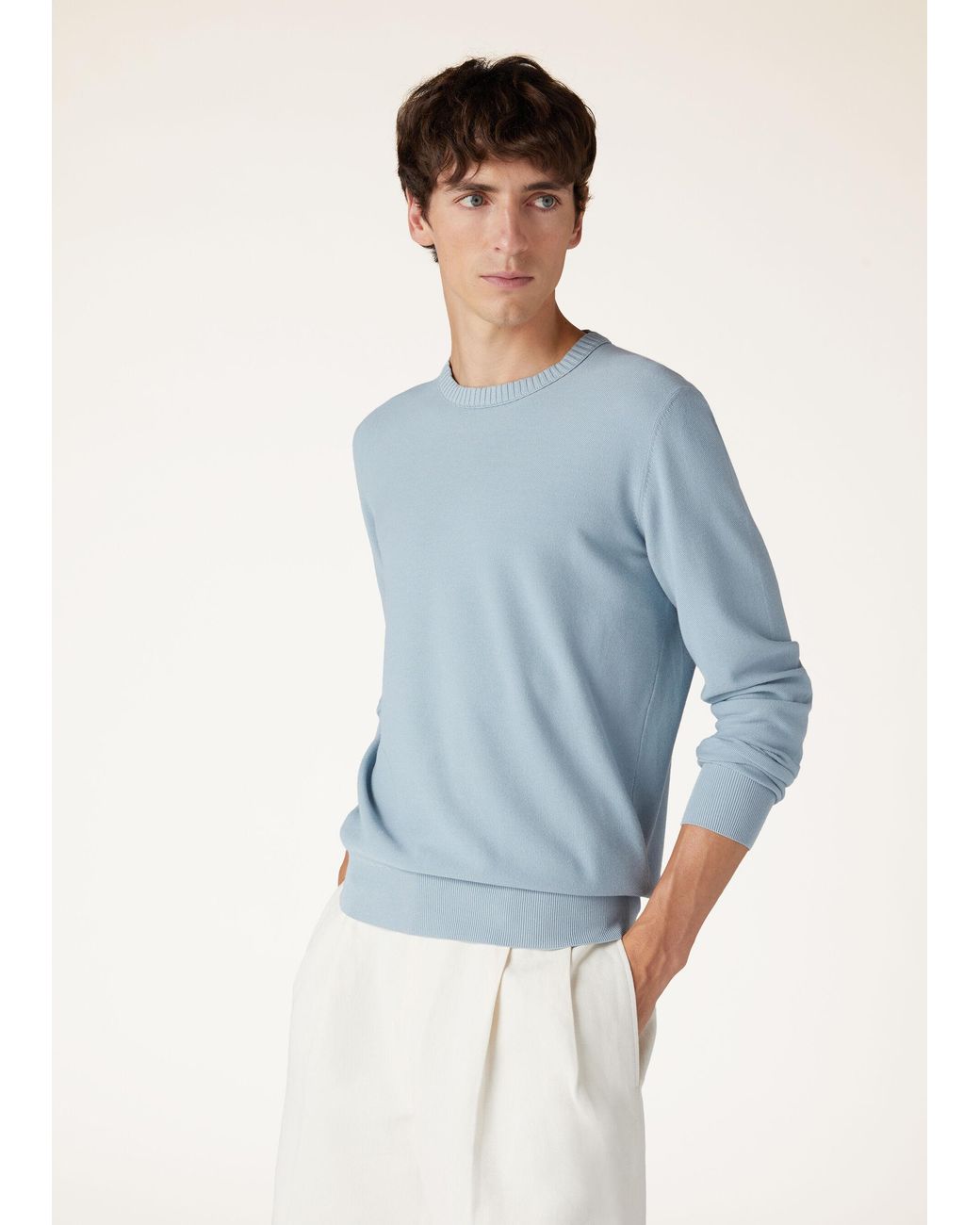 Loro Piana Blue Round Neck Sweater for men